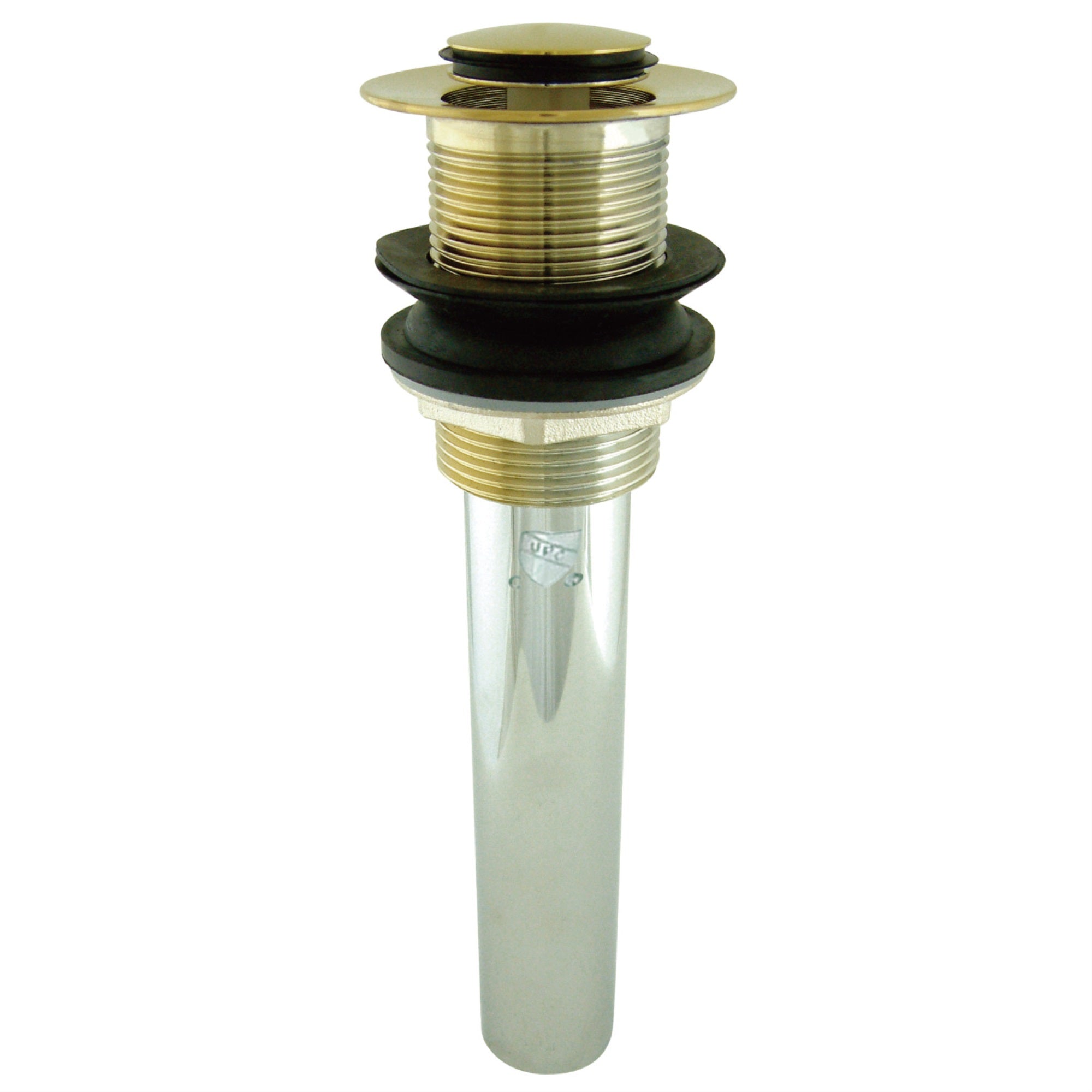 Kingston Brass Ev8002 Push Pop-Up Drain Without Overflow Hole, 22 Gauge, Polished Brass