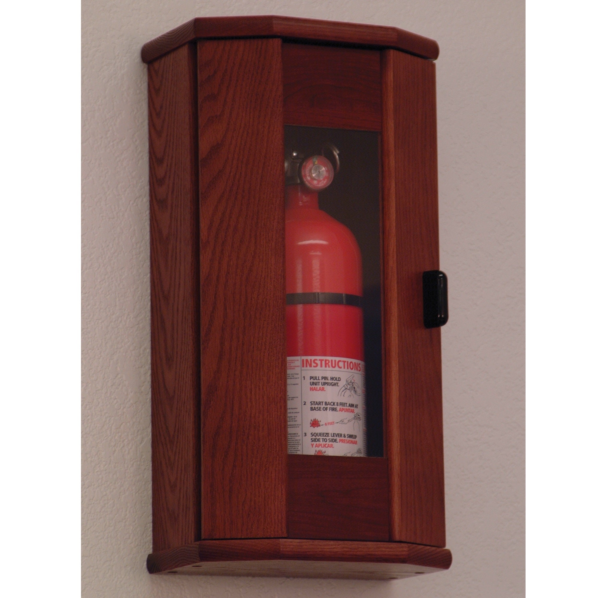 Wooden Mallet Fire Extinguisher Cabinet, 5 Lb. Capacity, Mahogany