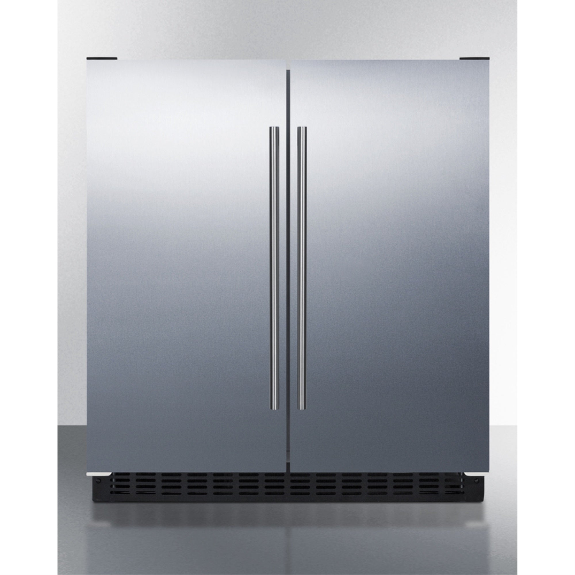 30'' Wide Undercounter Frost-Free Side-By-Side Refrigerator-Freezer With Stainless Steel Doors, White Cabinet, Locks, Stainless 