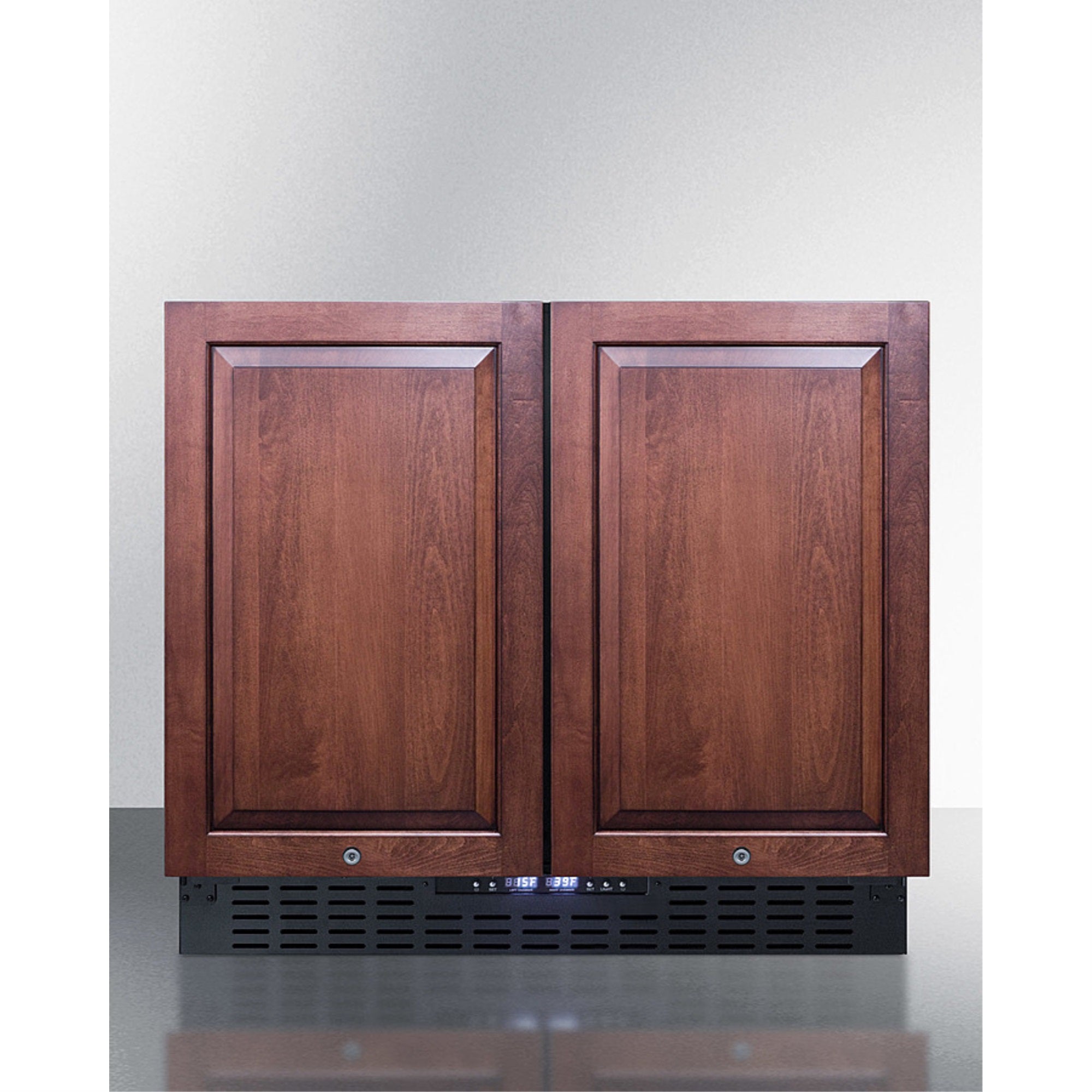 36'' Wide Frost-Free Side-By-Side Undercounter Refrigerator-Freezer Black Cabinet, Panel-Ready Doors, And Digital Controls