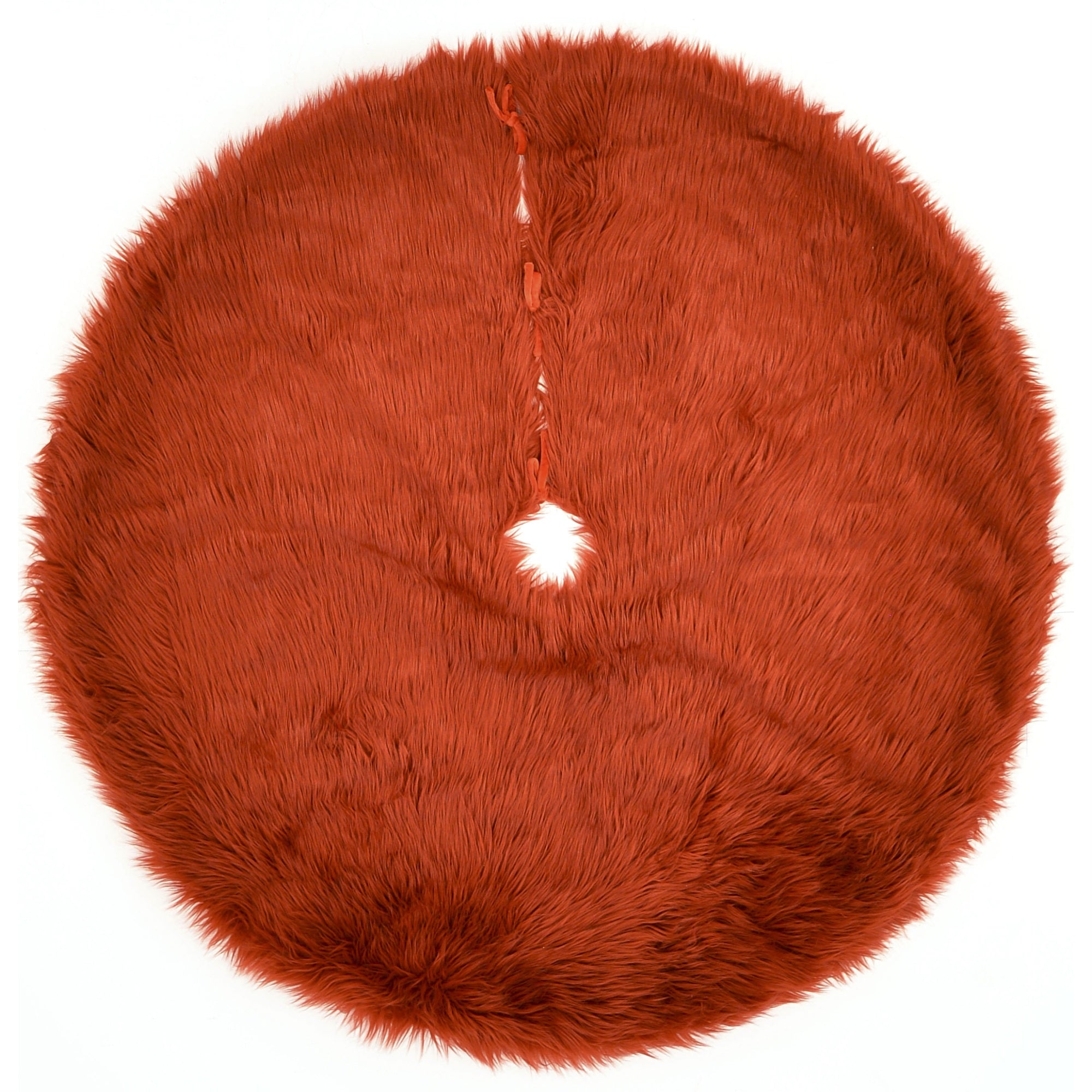 Momeni Furry Tree Skirt Machine Made Area Rug In Red Round 5' X 5'