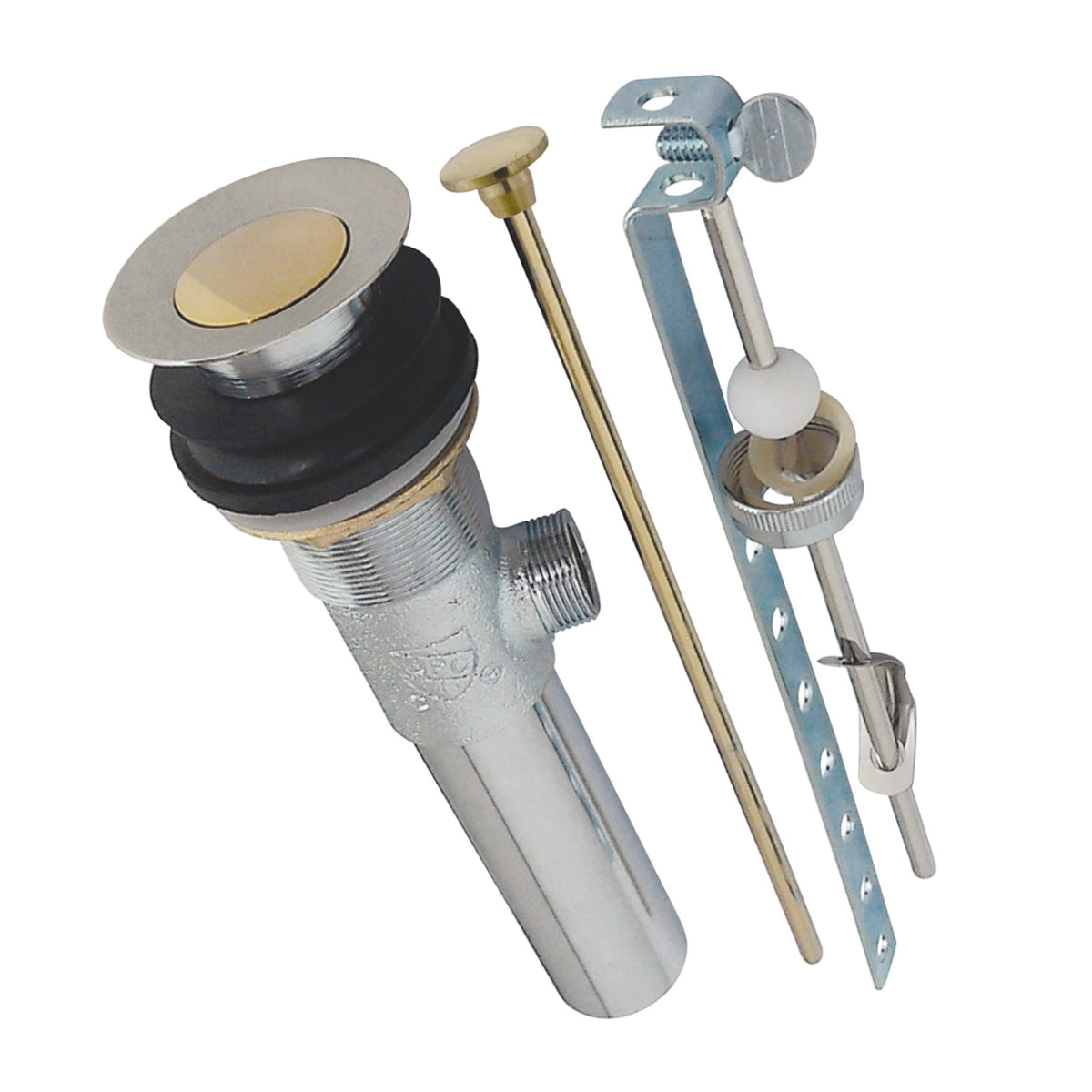 Kingston Brass Kb1004 Brass Pop-Up Drain With Overflow Hole, 22 Gauge, Polished Chrome/Polished Brass