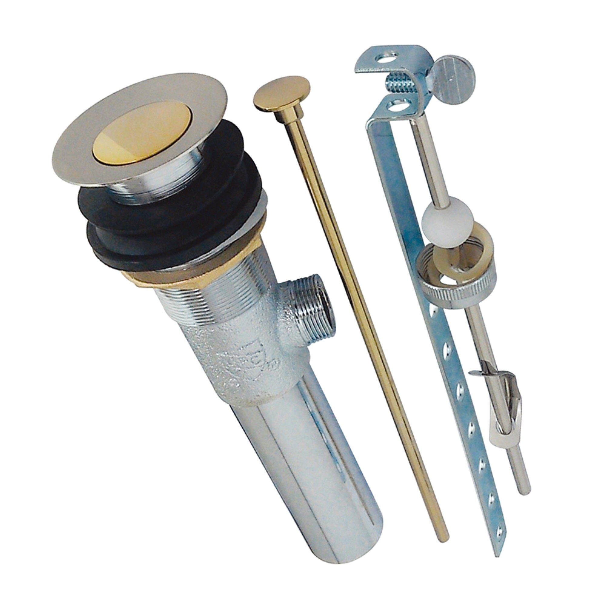 Kingston Brass Kb1009 Brass Pop-Up Drain With Overflow Hole, 22 Gauge, Brushed Nickel/Polished Brass