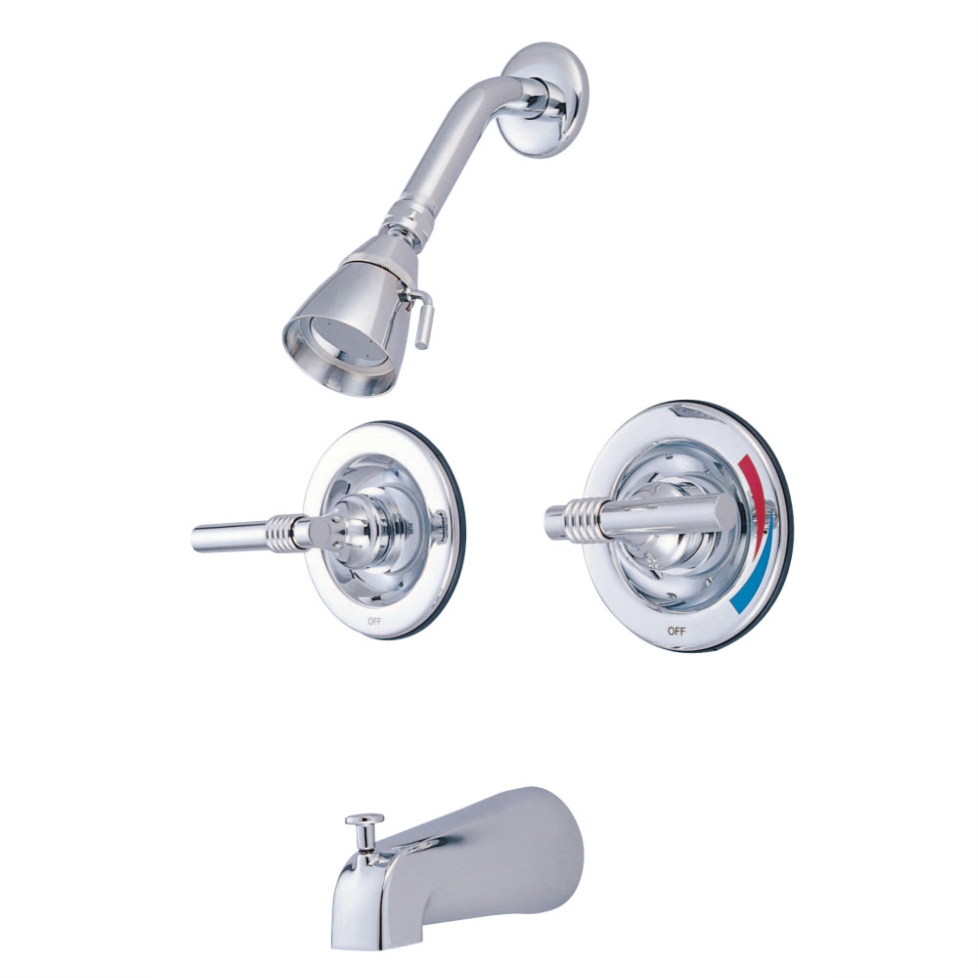 Kingston Brass Kb661Ml Vintage Twin Handles Tub Shower Faucet Pressure Balanced With Volume Control, Polished Chrome
