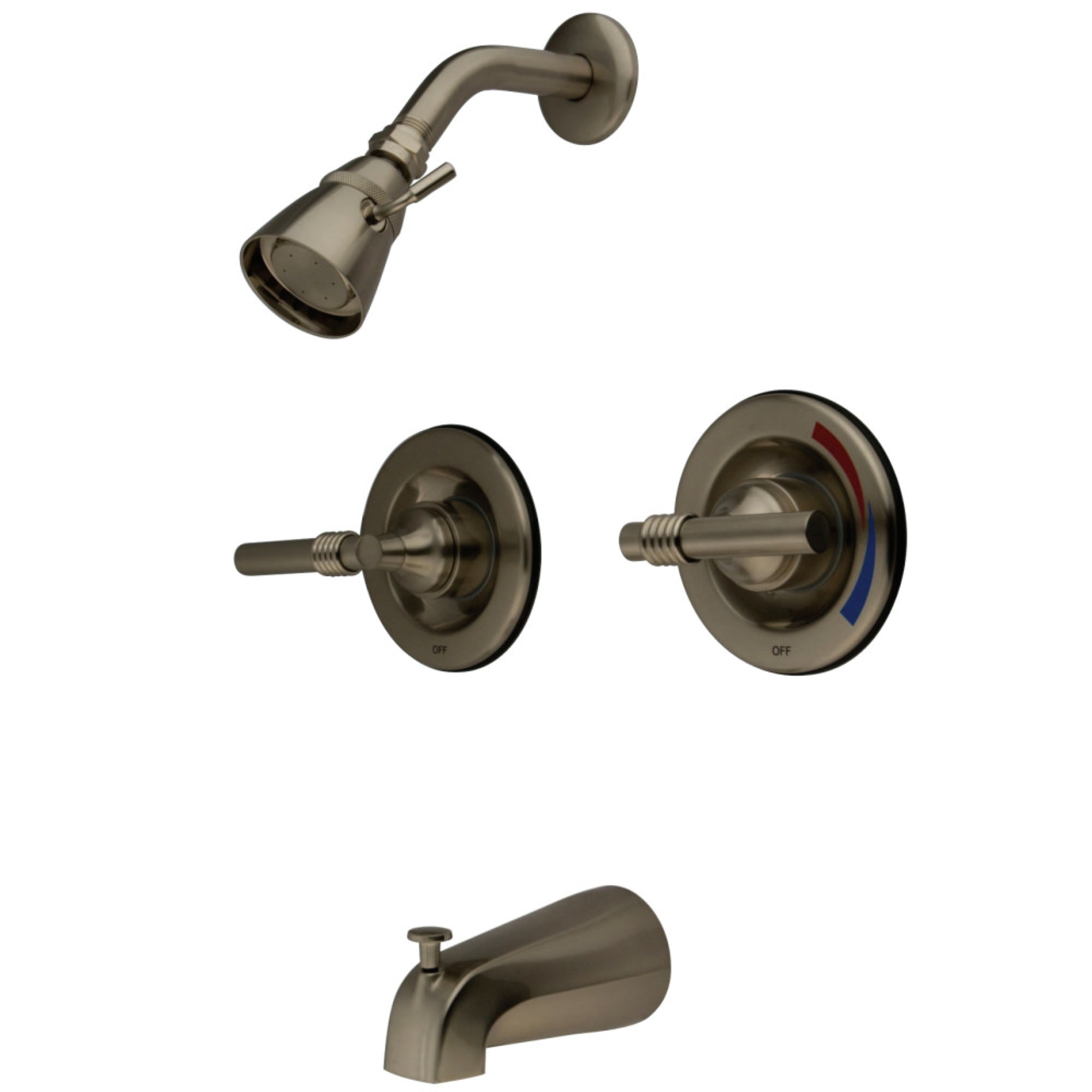 Kingston Brass Kb668Ml Vintage Twin Handles Tub Shower Faucet Pressure Balanced With Volume Control, Brushed Nickel