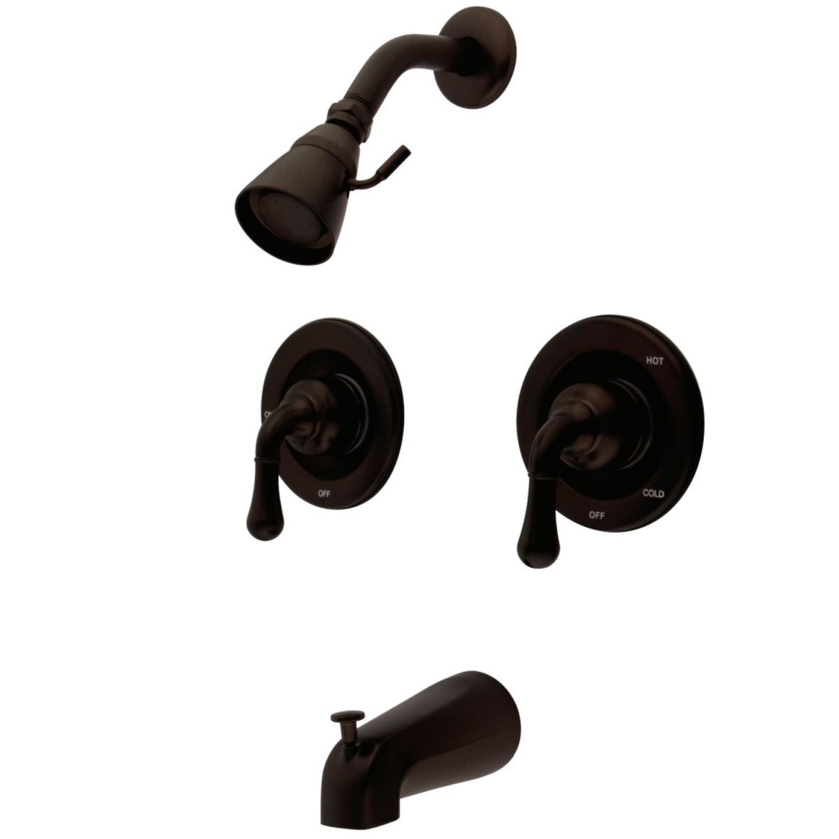 Kingston Brass Kb675 Magellan Twin Handles Tub Shower Faucet Pressure Balanced With Volume Control, Oil Rubbed Bronze