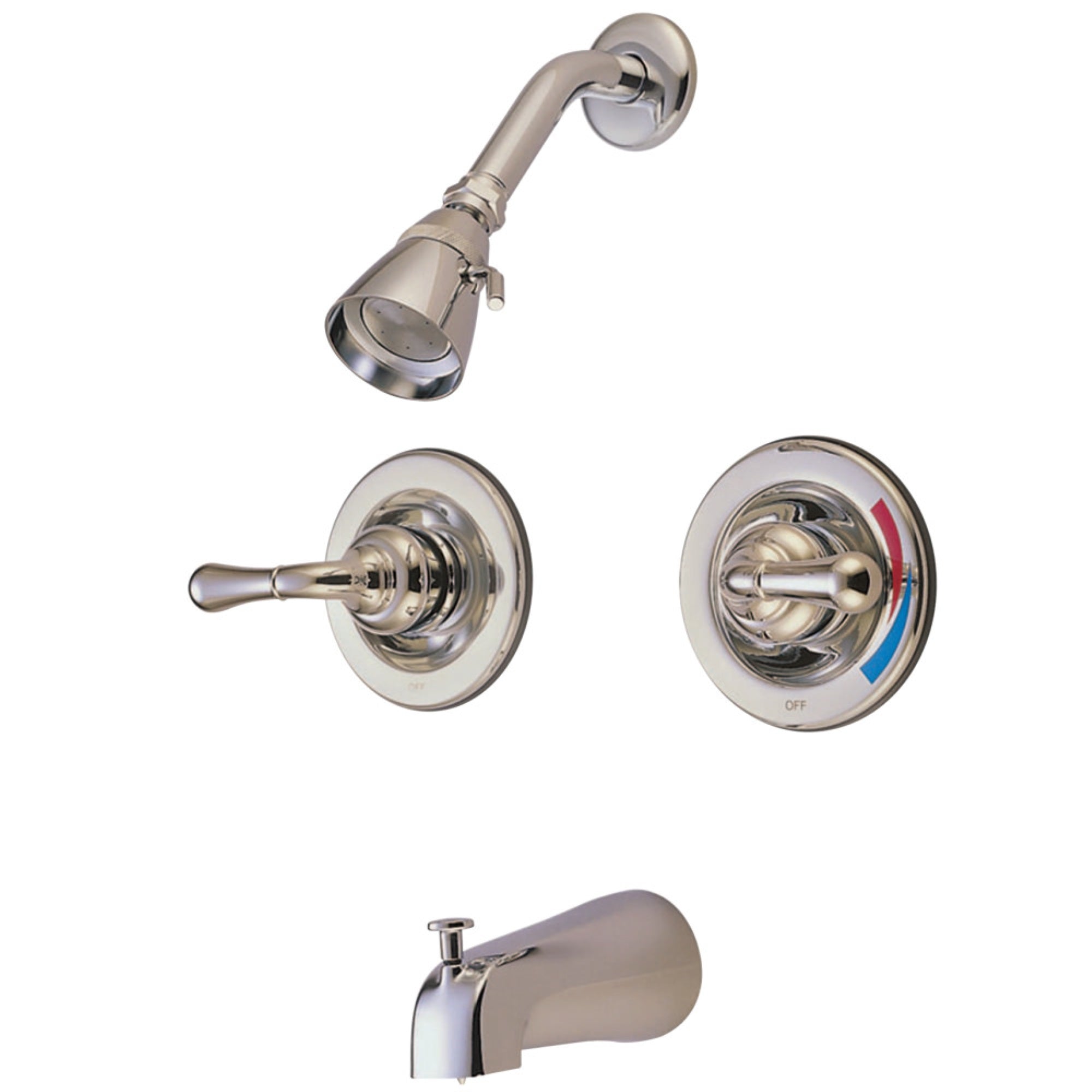 Kingston Brass Kb678 Magellan Twin Handles Tub Shower Faucet Pressure Balanced With Volume Control, Brushed Nickel