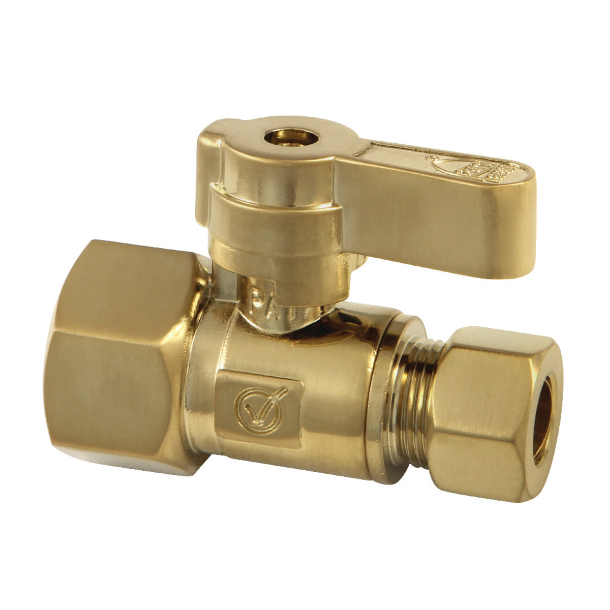 Kingston Brass Kf4315Bb 1/2 Fip X 3/8 Od Comp Straight Stop Valve, Brushed Brass