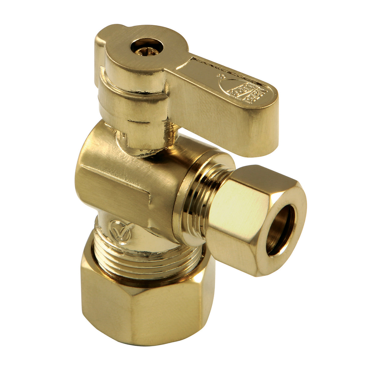 Kingston Brass Kf5330Bb 5/8-Inch Od Comp X 3/8-Inch Od Comp Angle Stop Valve, Brushed Brass