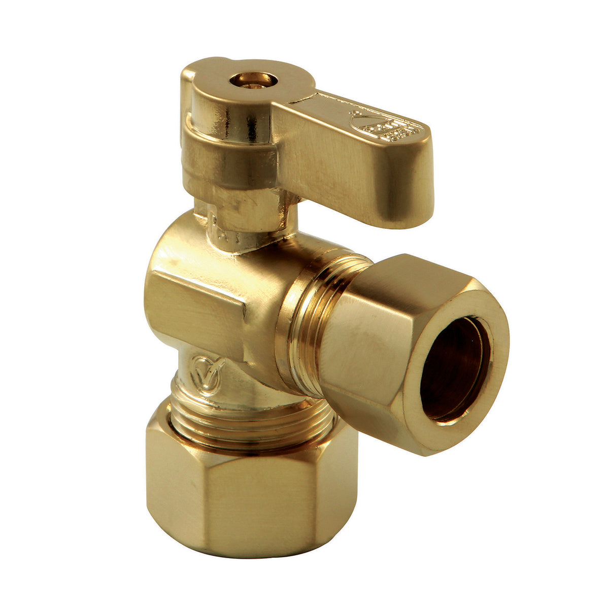 Kingston Brass Kf5440Bb 5/8-Inch Od X 1/2-Inch Od Comp Angle Stop Valve, Brushed Brass