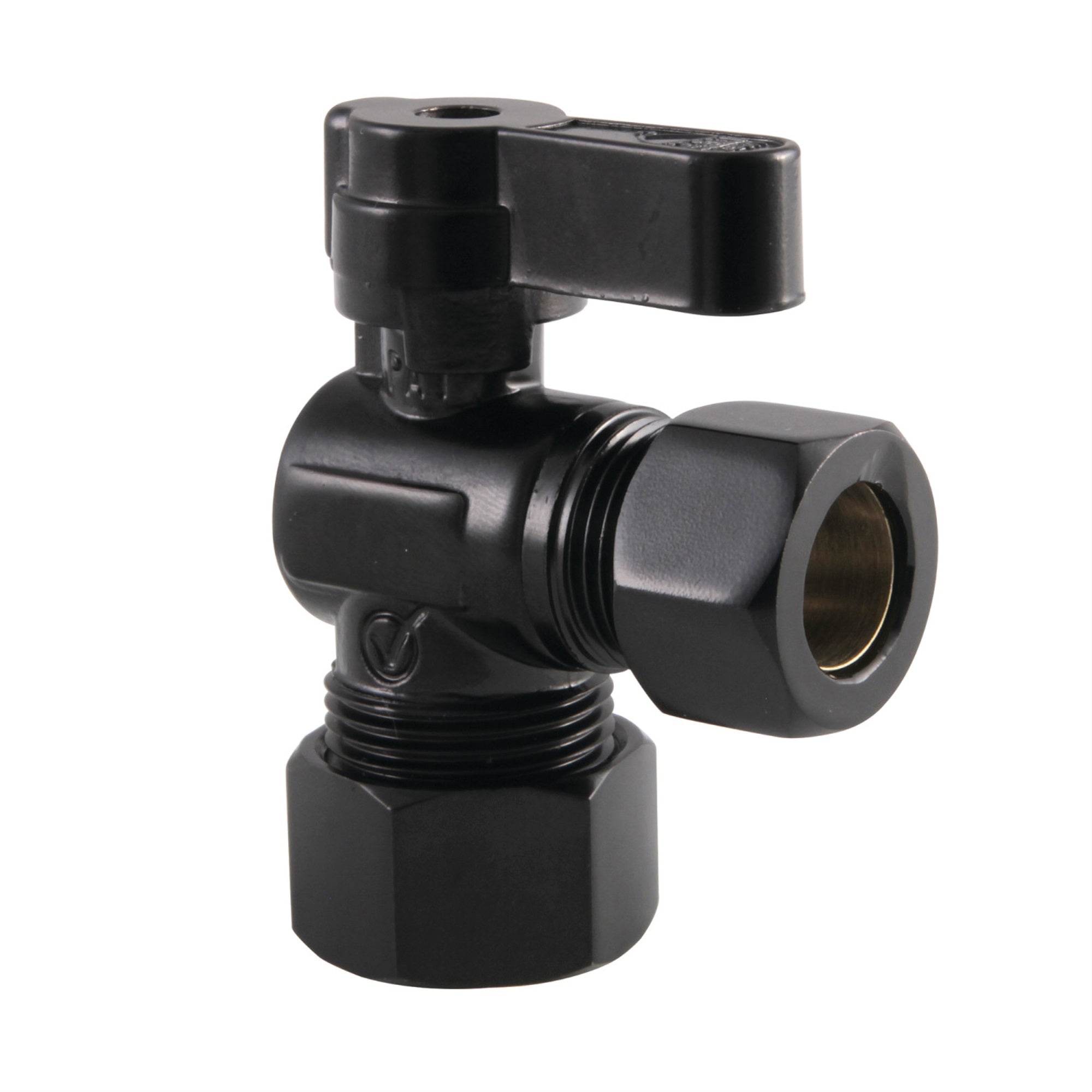 Kingston Brass Kf5440Mb 5/8-Inch Od X 1/2-Inch Od Comp Angle Stop Valve, Matte Black