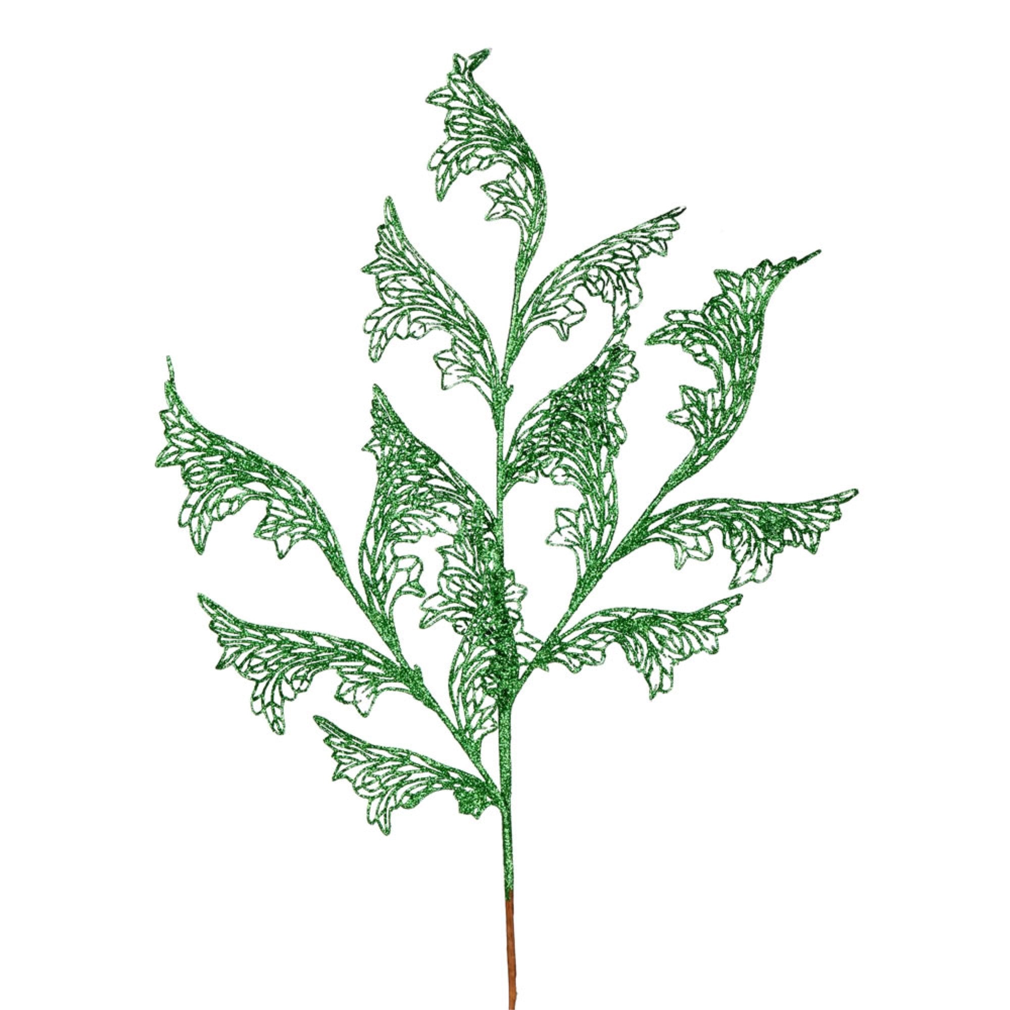 27'' Green Glitter Coral Bell Spray 12/Bx