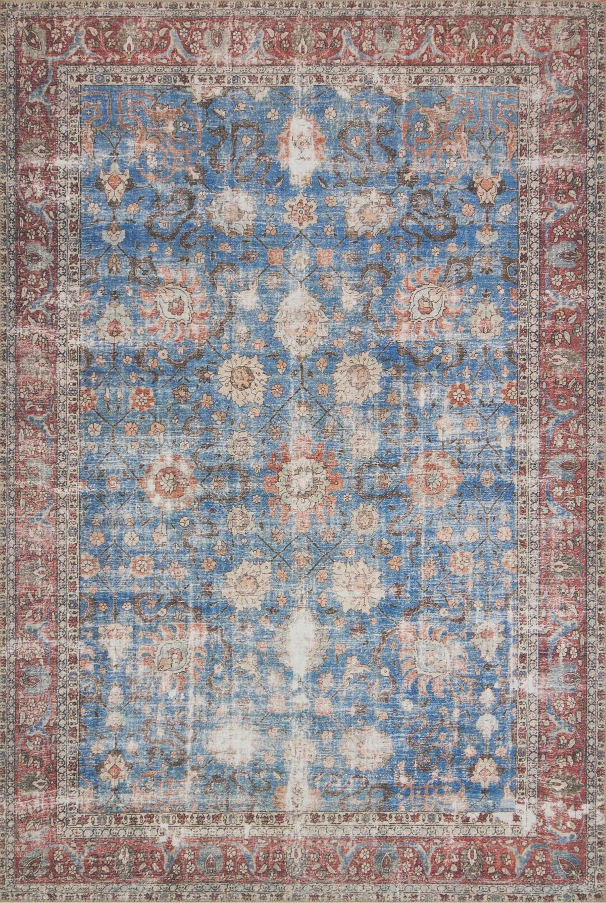 Loren Collection Lq-01 Blue / Brick - 5'-0'' X 7'-6''