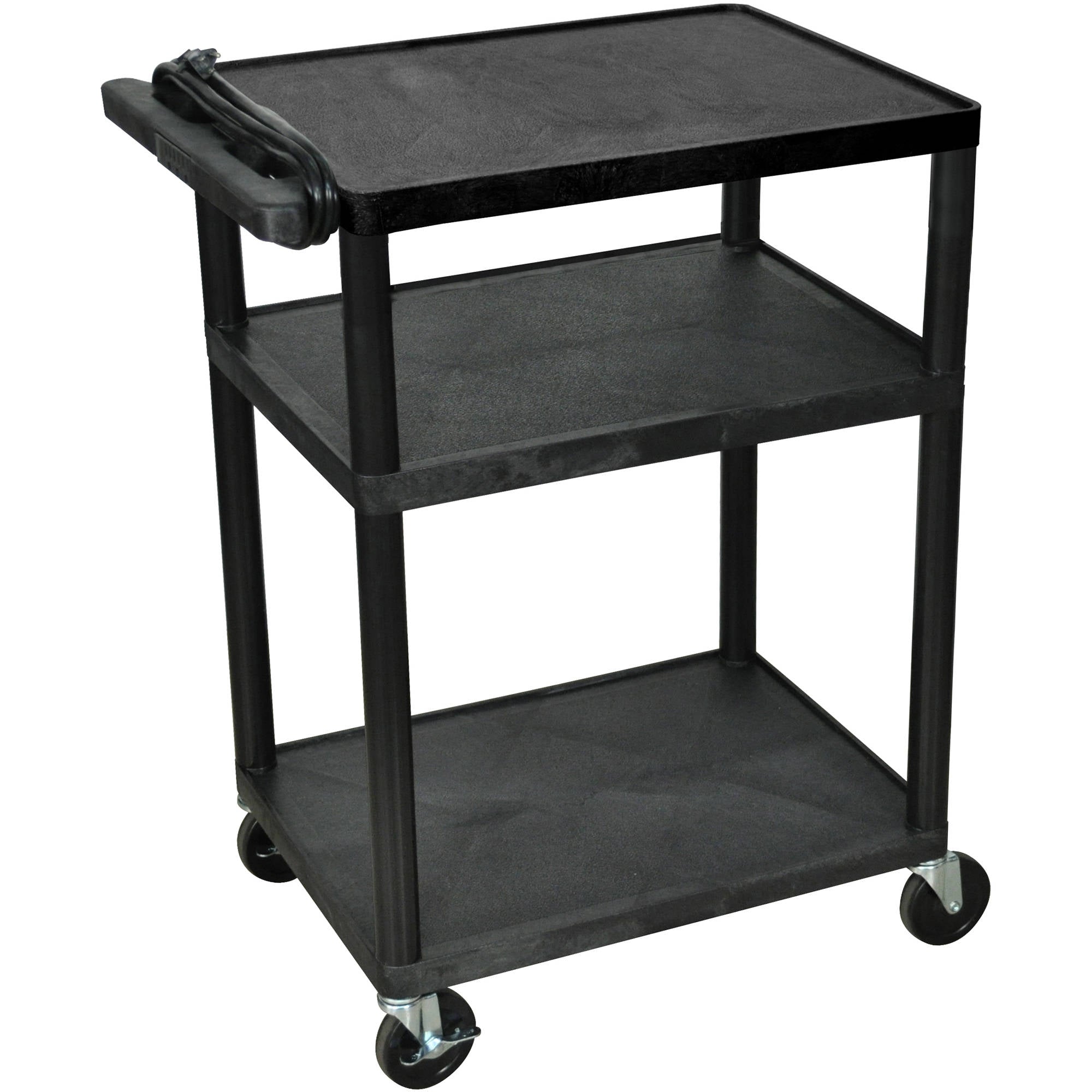 Luxor Endura 3 Shelf Black Presentation Cart 35 1/4''H