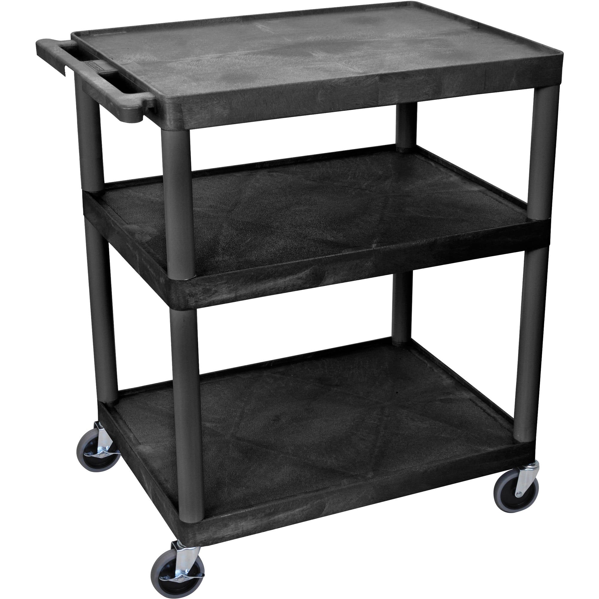 Luxor Endura Black 3 Shelf Presentation Cart 40 1/4''H