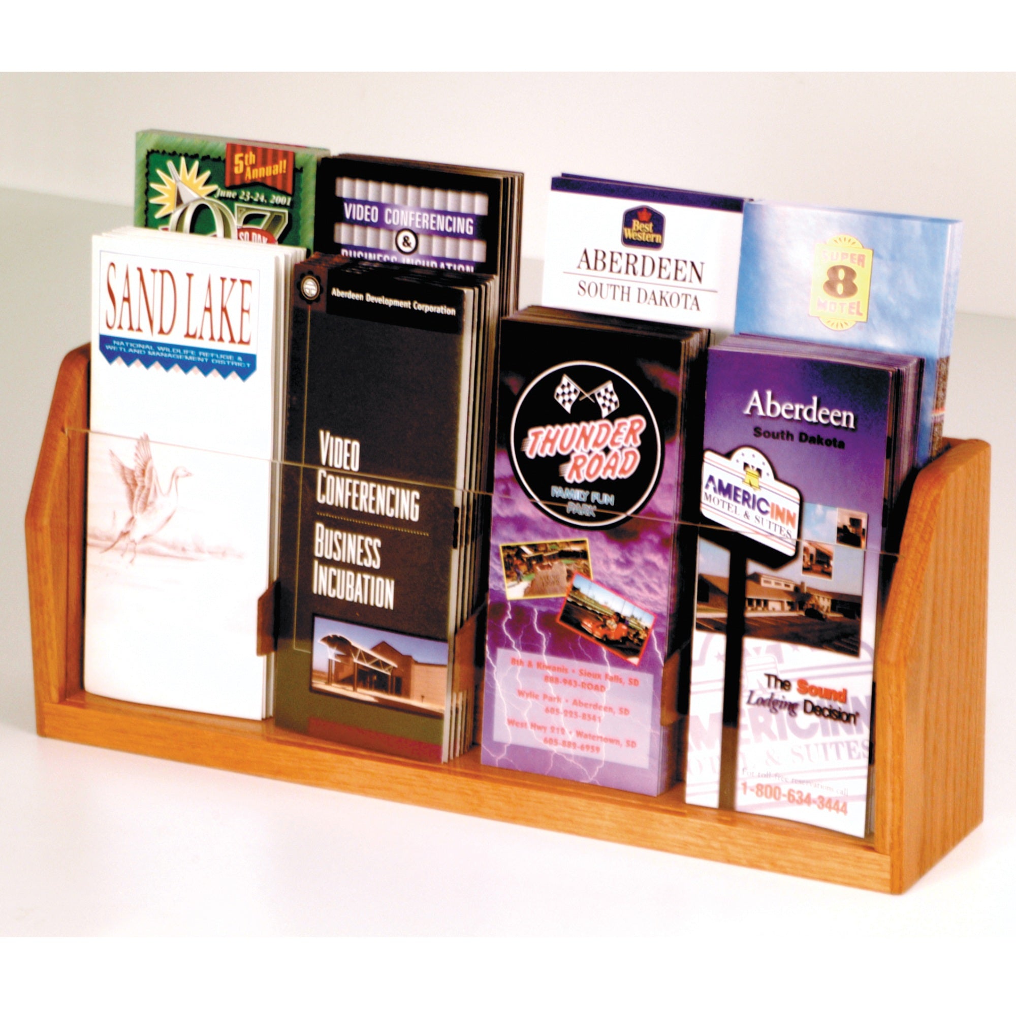Wooden Mallet Countertop 8 Pocket Brochure Display, Medium Oak