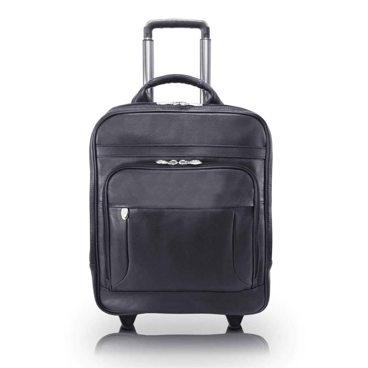 I Series | Wicker Park | 17'' Leather Patented Detachable -Wheeled Three-Way Laptop Backpack Briefcase - Black