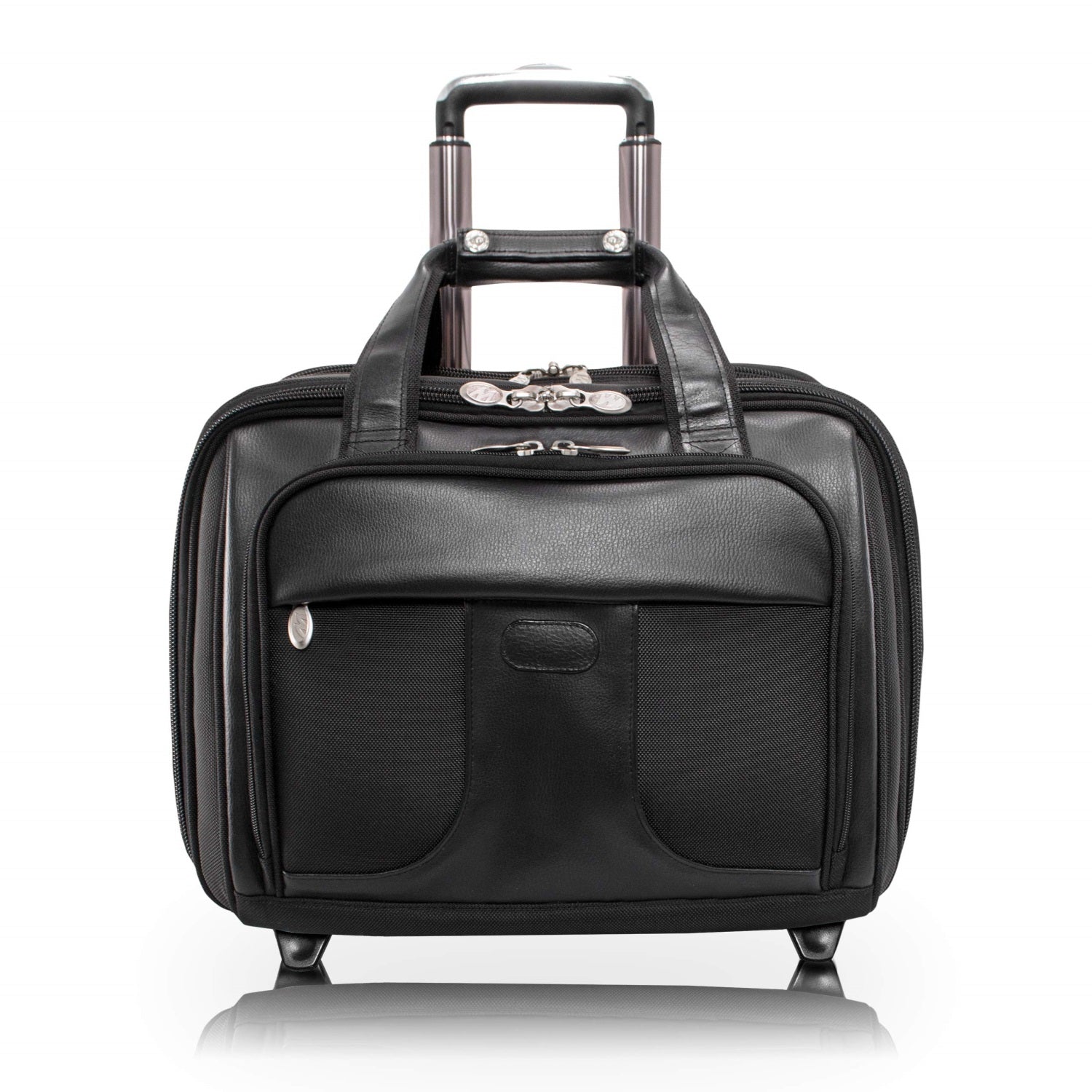 R Series | Chicago | 17'' Nylon Patented Detachable -Wheeled Laptop Overnight With Removable Briefcase - Black