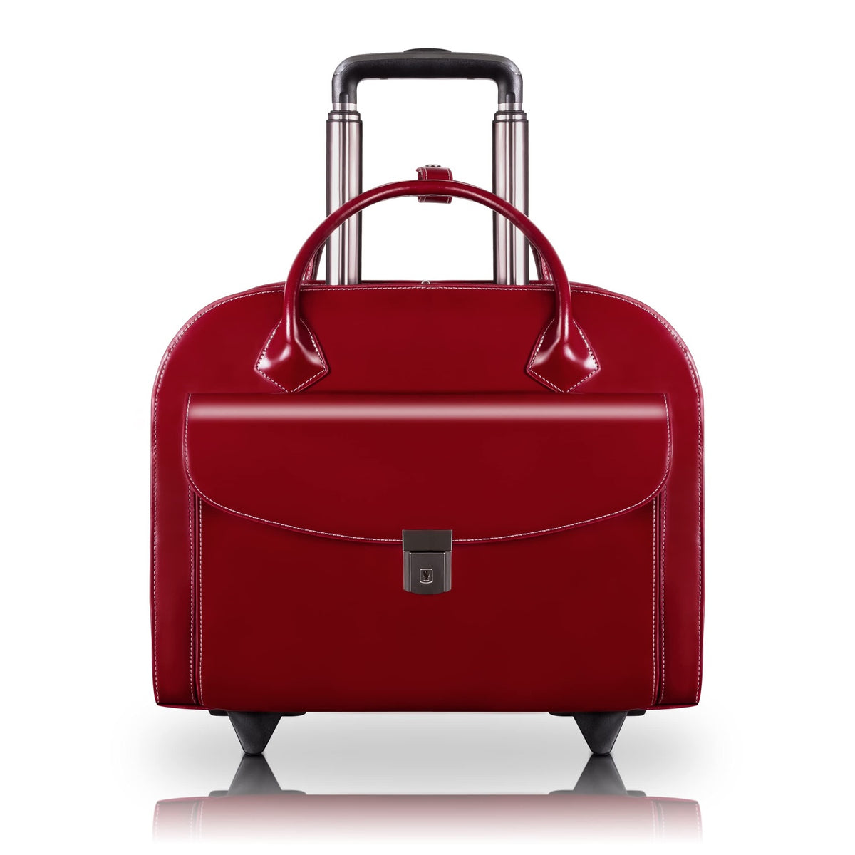 L Series | Granville | 15'' Leather  Wheeled Ladies' Laptop Briefcase - Red