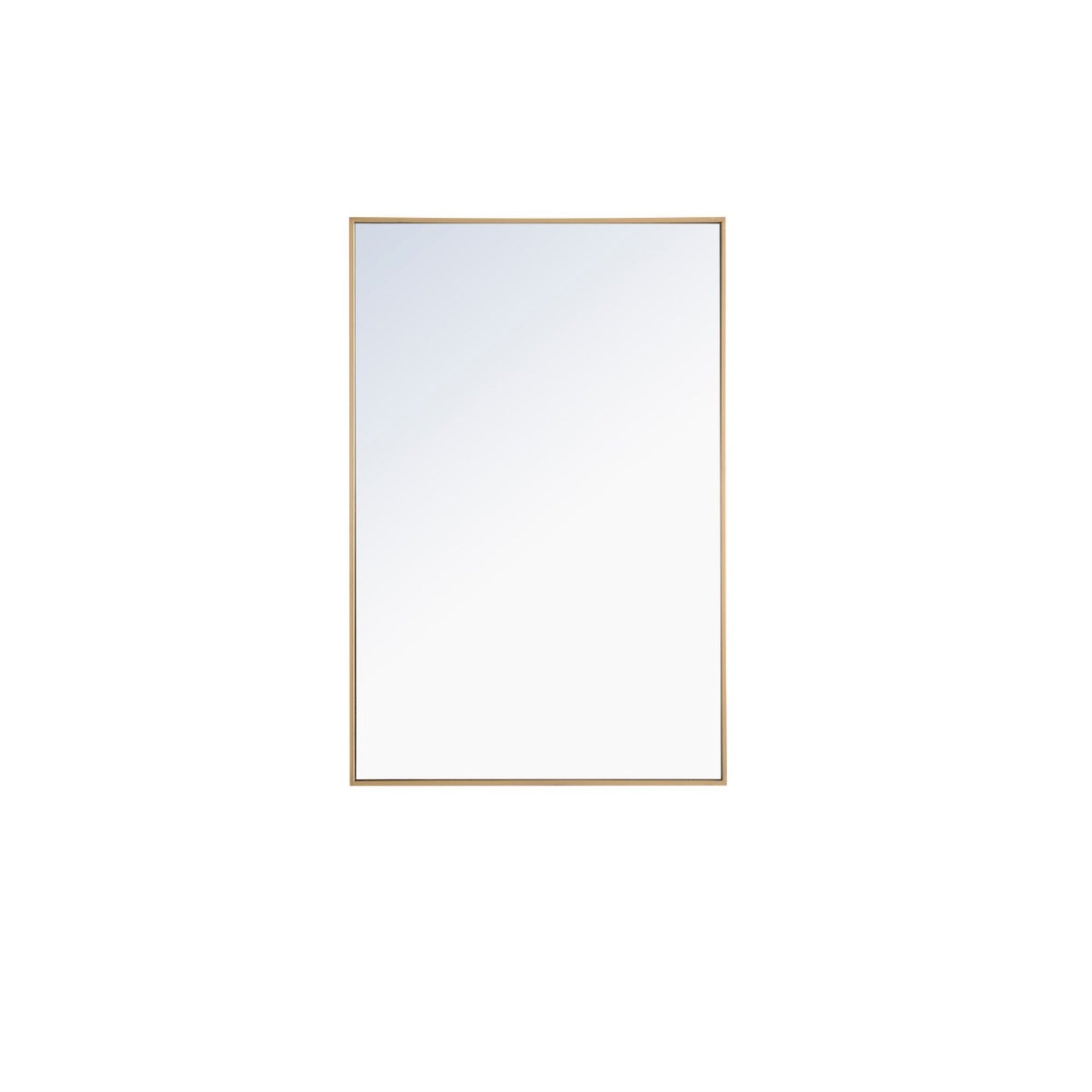 Metal Frame Rectangle Mirror 28 Inch Brass