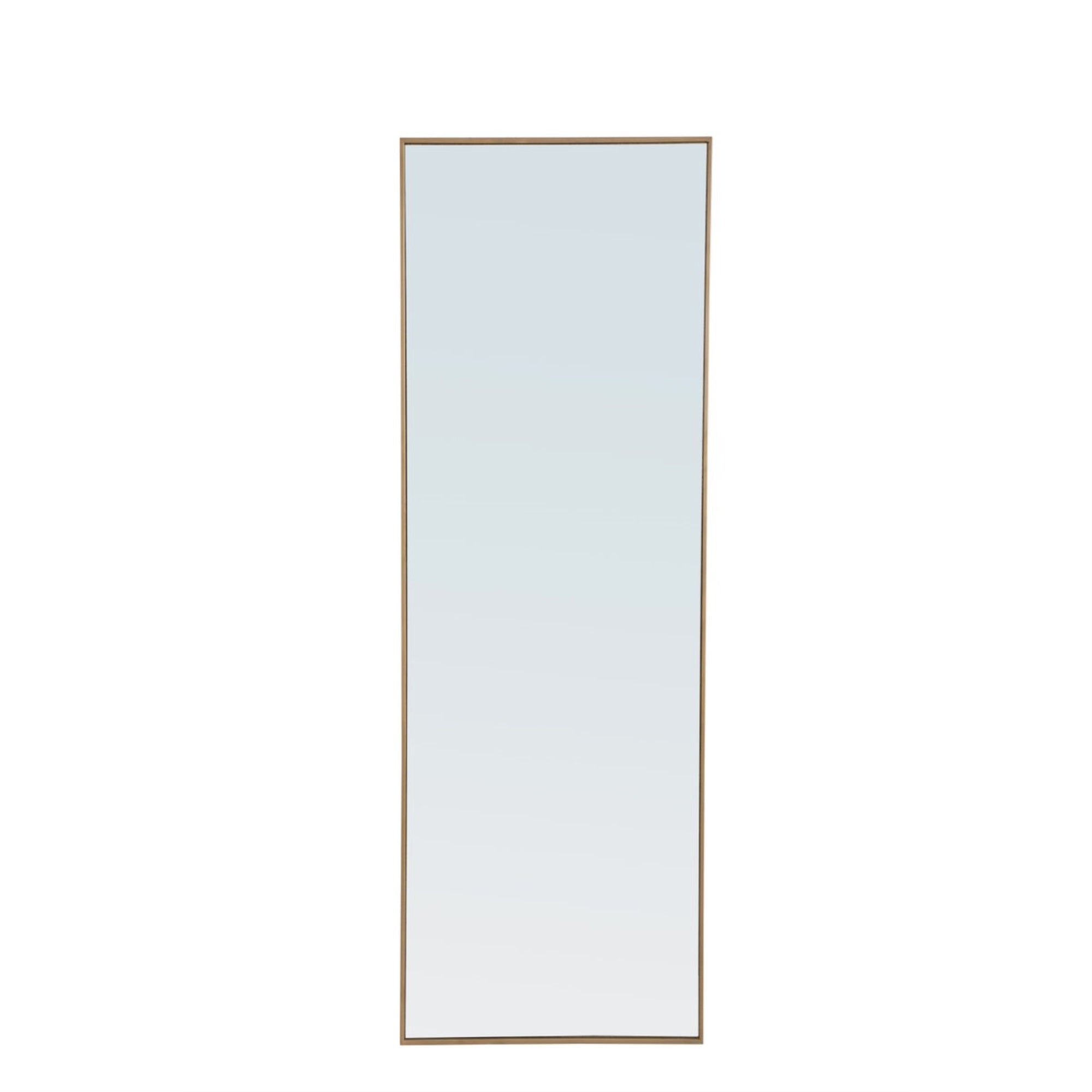 Metal Frame Rectangle Mirror 18 Inch Brass