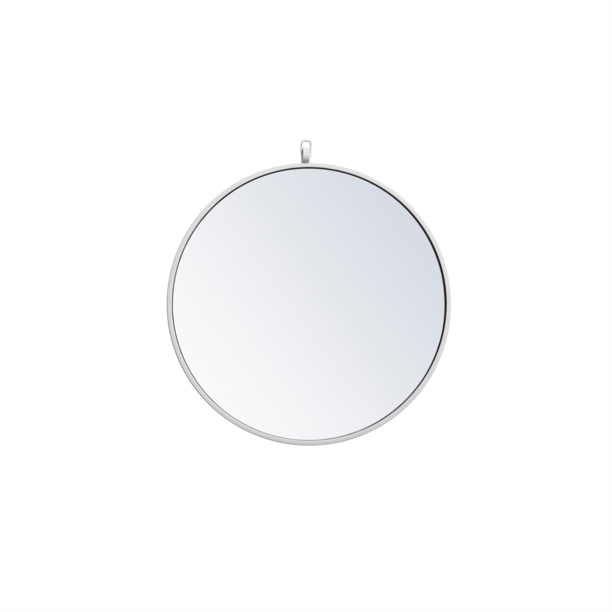 Metal Frame Round Mirror With Decorative Hook 21 Inch In White