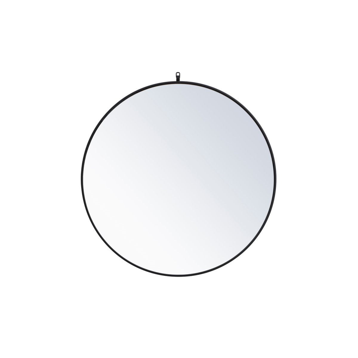 Metal Frame Round Mirror With Decorative Hook 39 Inch In Black