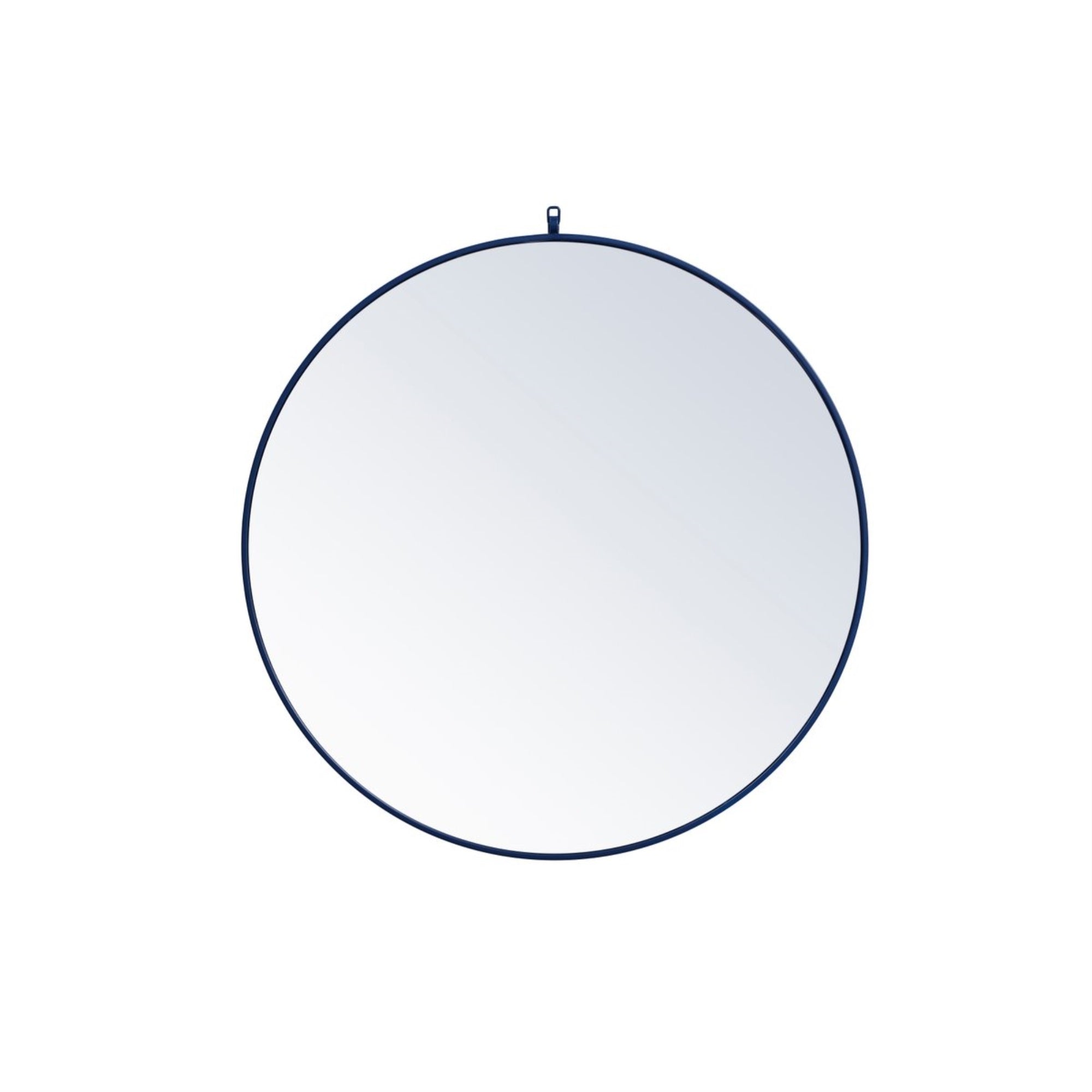 Metal Frame Round Mirror With Decorative Hook 39 Inch In Blue