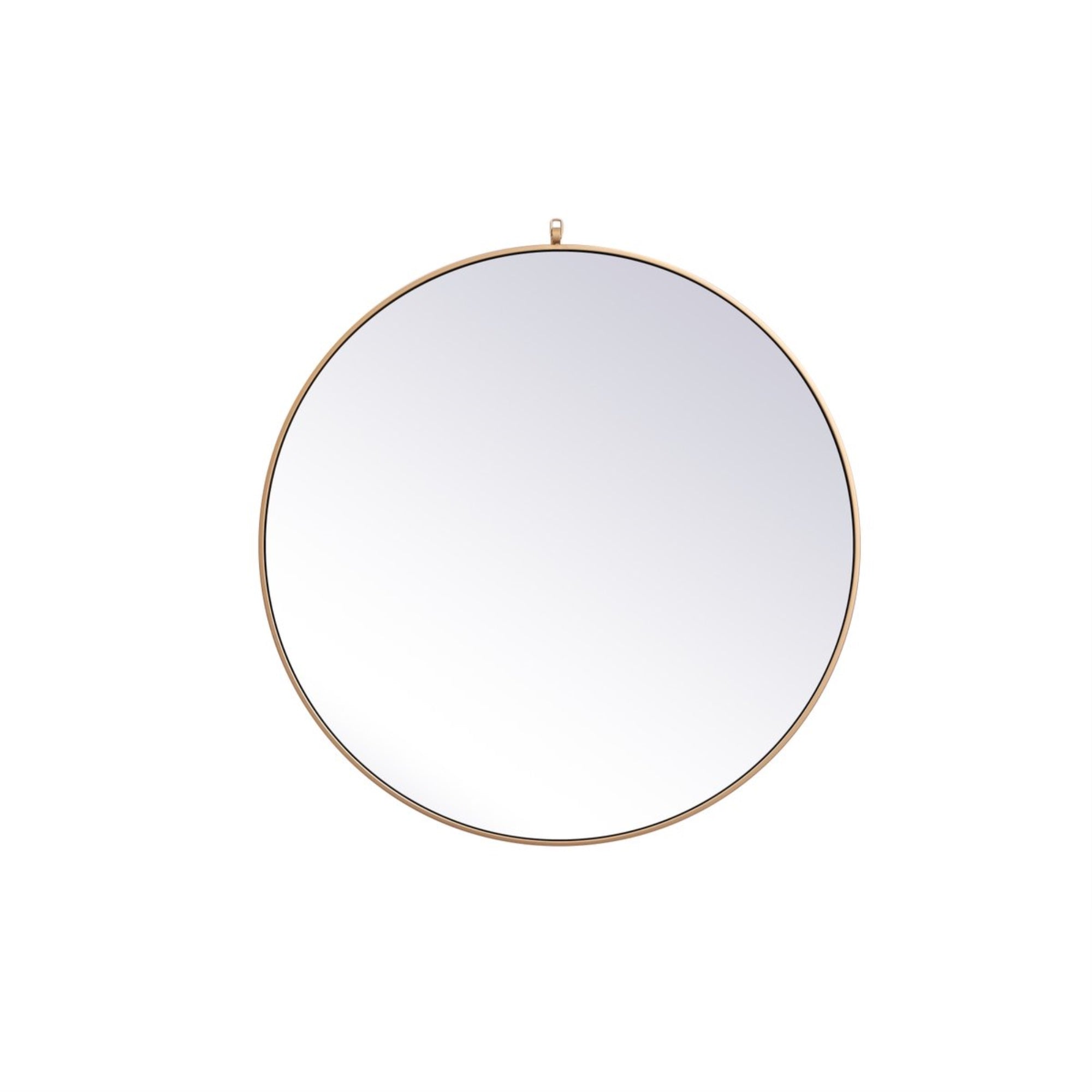 Metal Frame Round Mirror With Decorative Hook 39 Inch In Brass