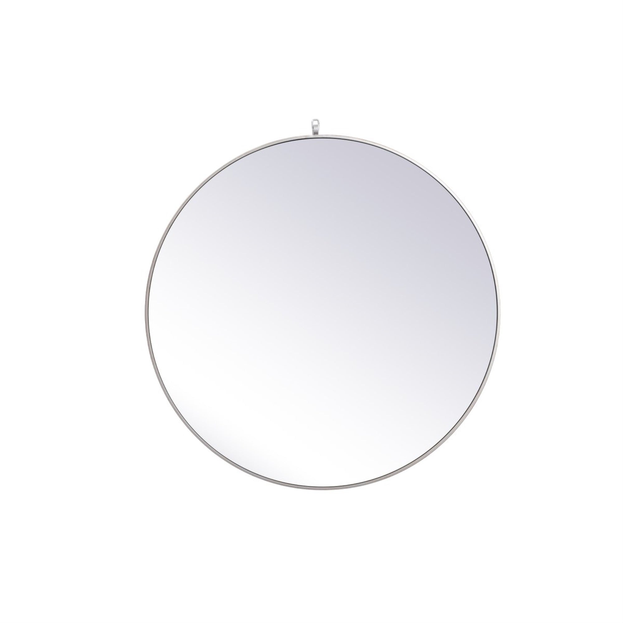 Metal Frame Round Mirror With Decorative Hook 39 Inch In Silver