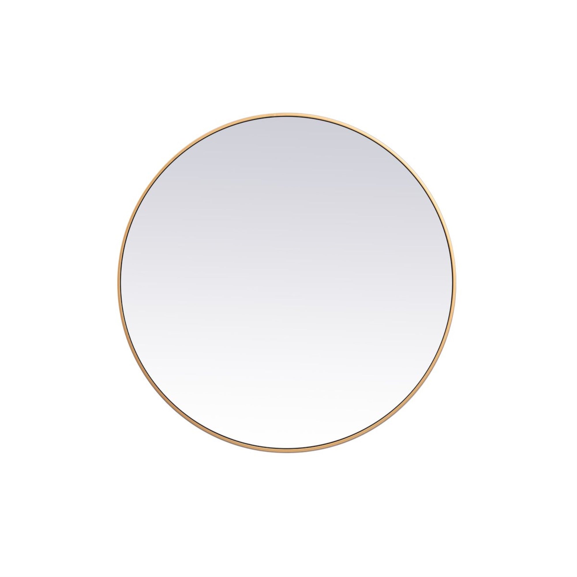 Metal Frame Round Mirror 39 Inch In Brass