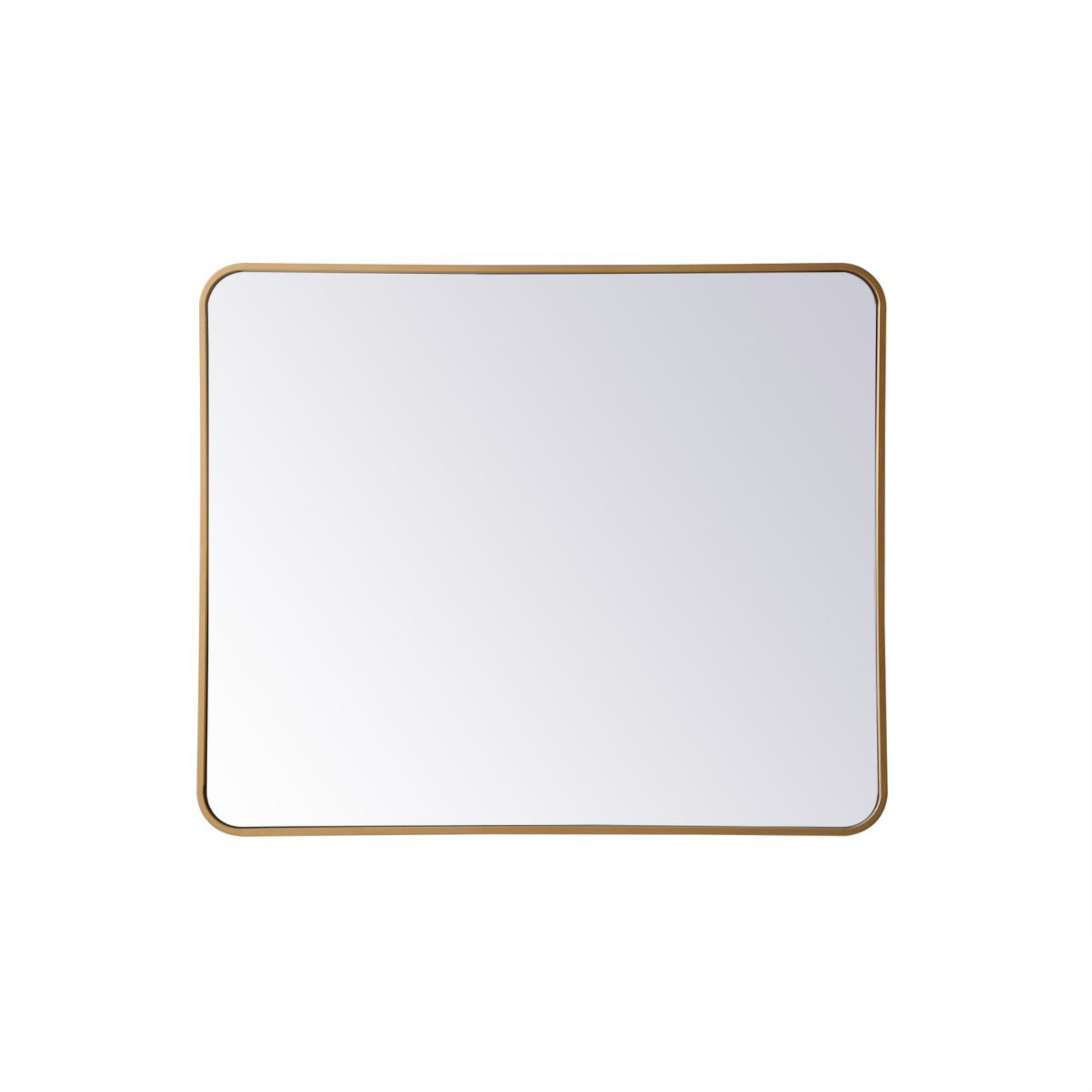 Soft Corner Metal Rectangular Mirror 30X36 Inch In Brass