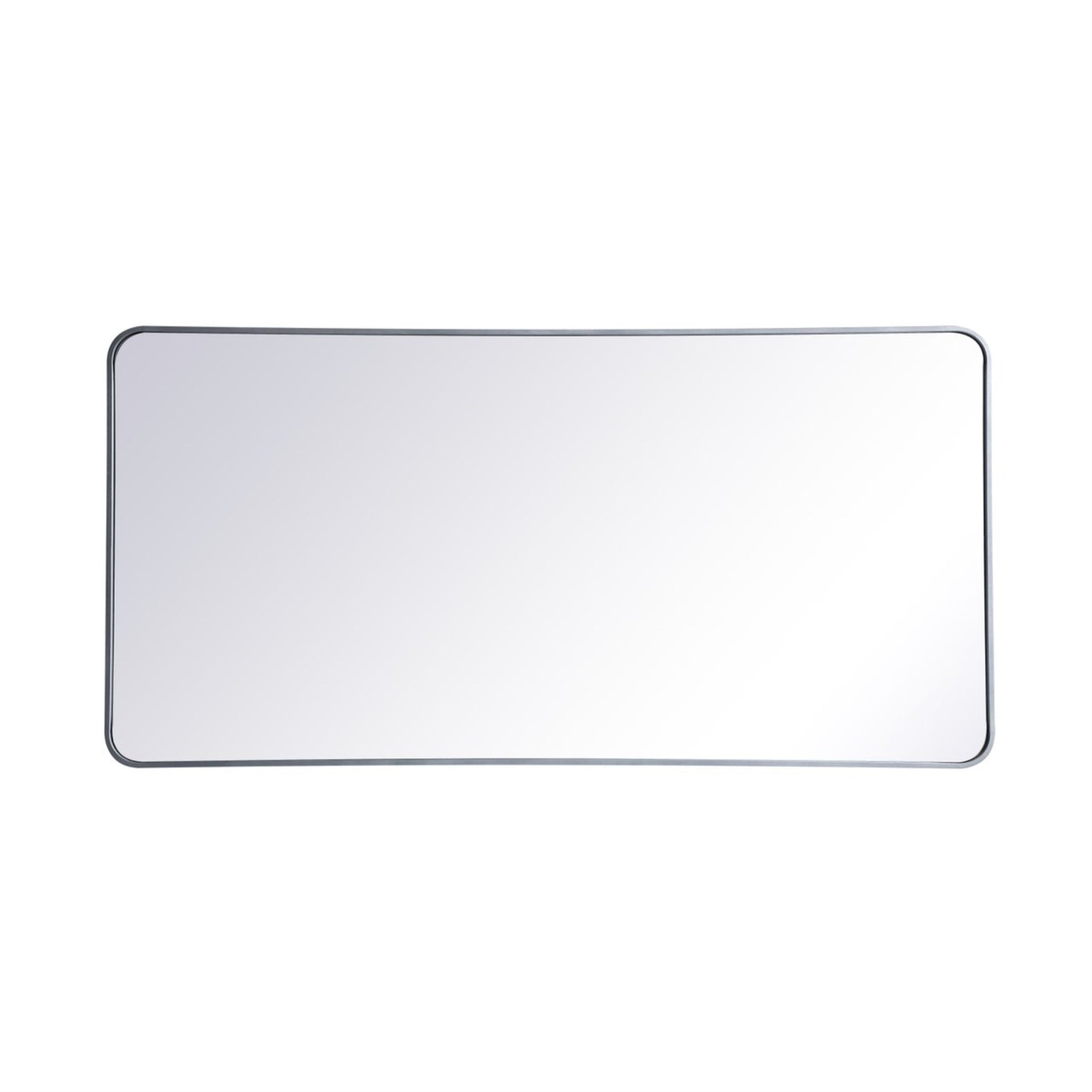 Soft Corner Metal Rectangular Mirror 30X60 Inch In Silver