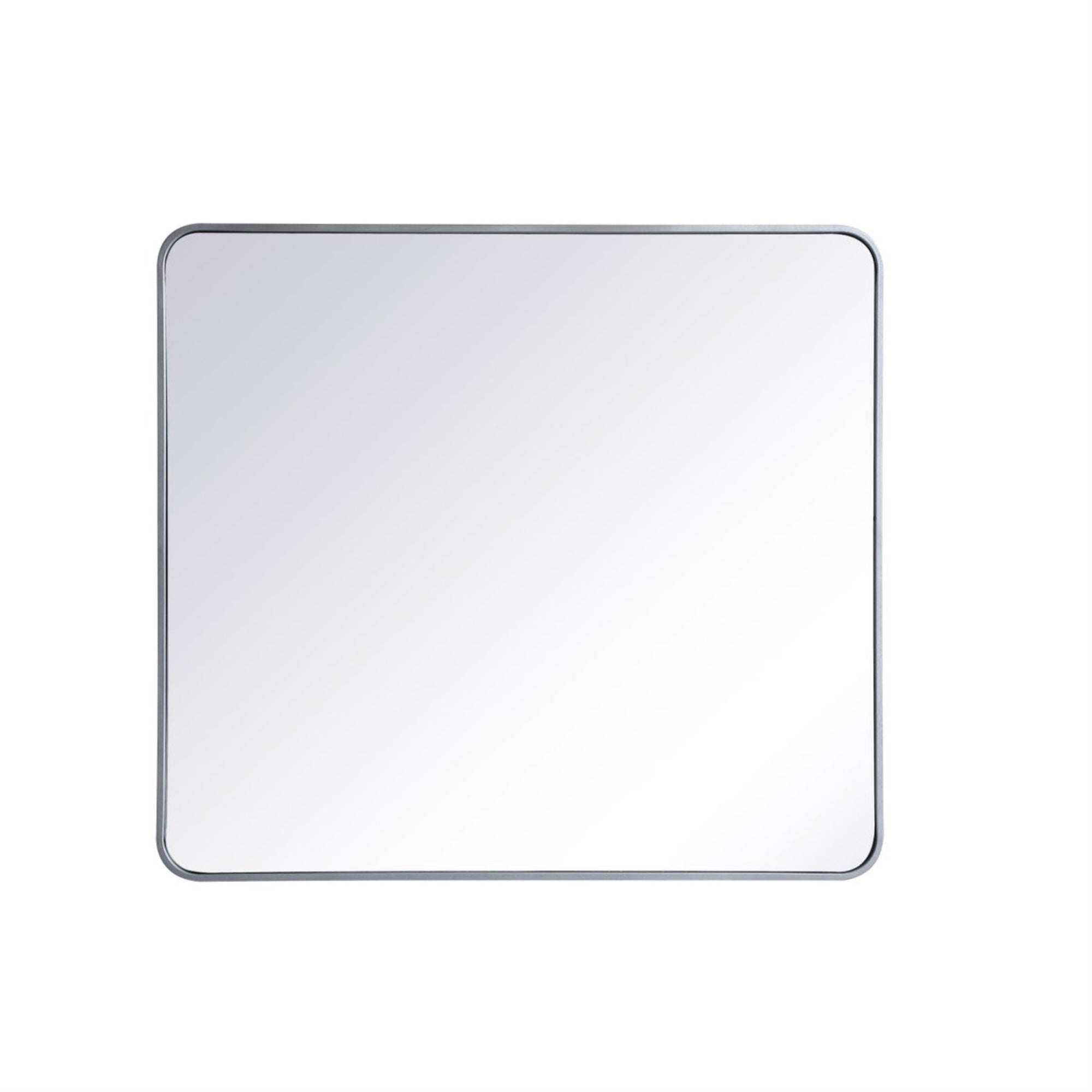 Soft Corner Metal Rectangular Mirror 36X40 Inch In Silver