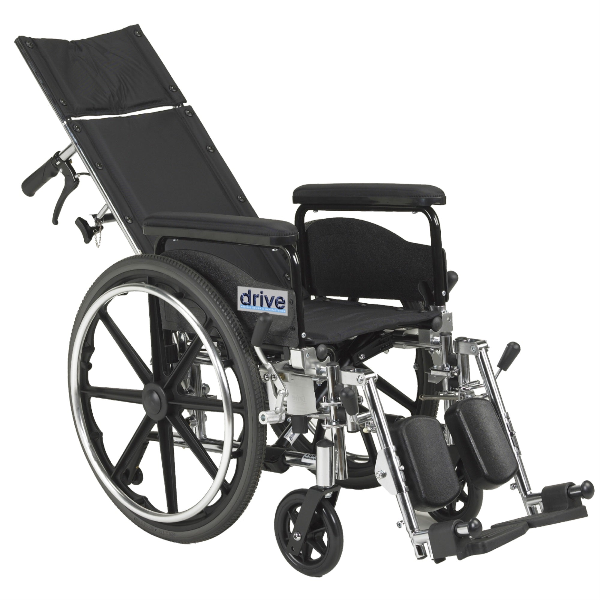 Drive Medical Viper Plus Gt Full Reclining Wheelchair, Full Arms, 20-Inch Seat Width