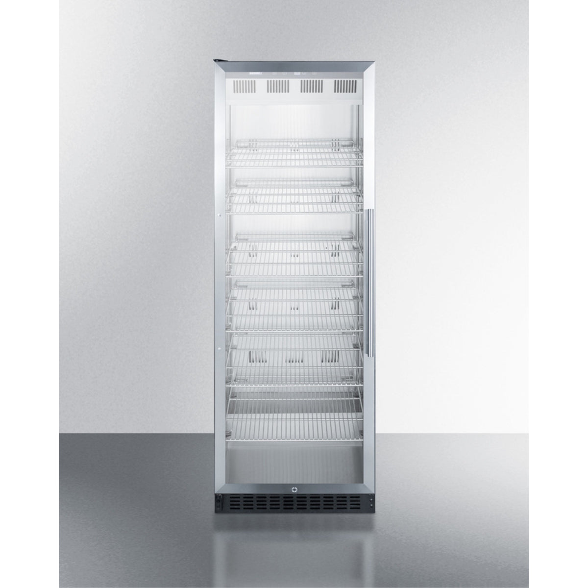 24'' Wide Upright Commercial Beverage Center With Stainless Steel Interior And Left Door Swing
