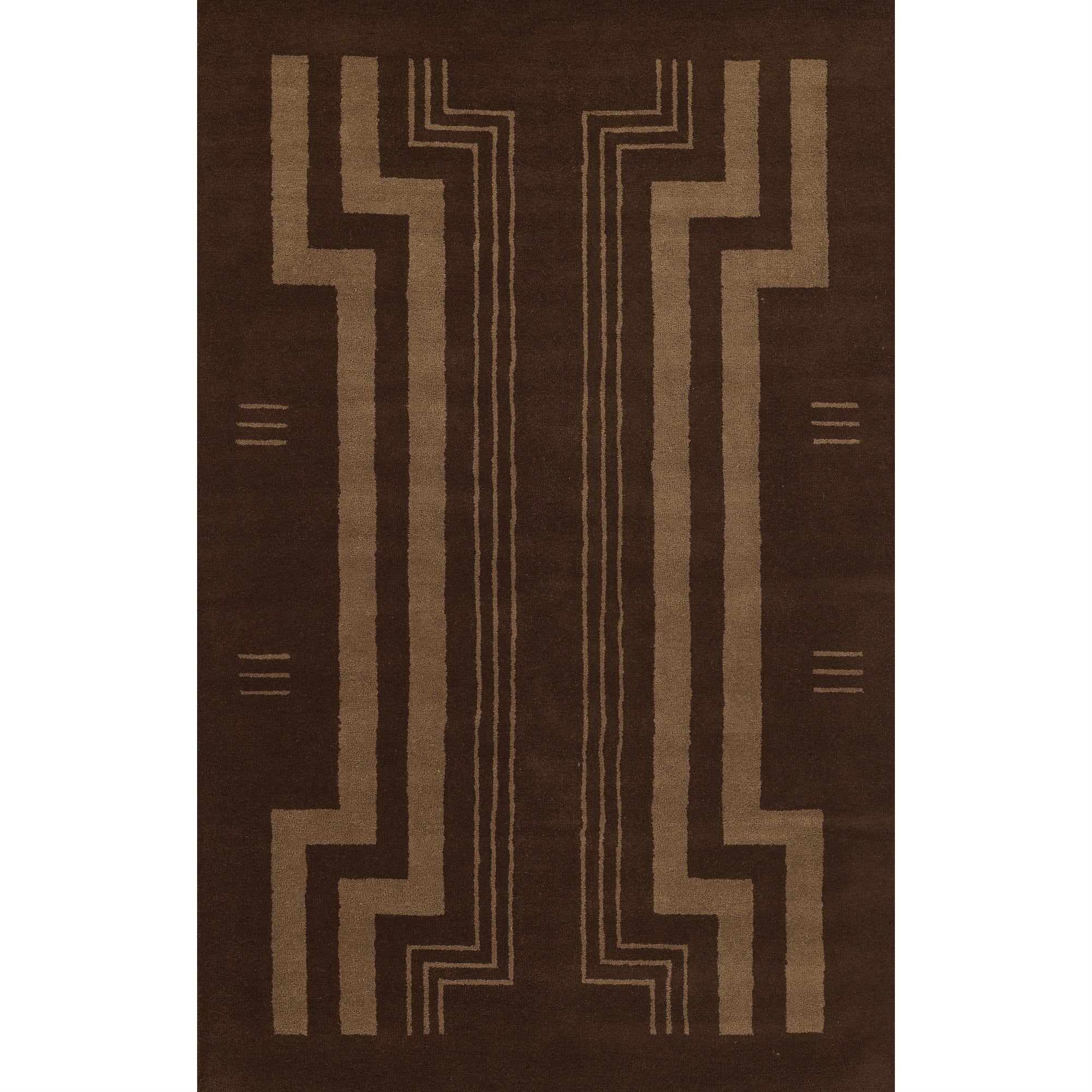 Momeni Simba Hand Tufted Wool Geometric Area Rug, Brown, 2' X 3'