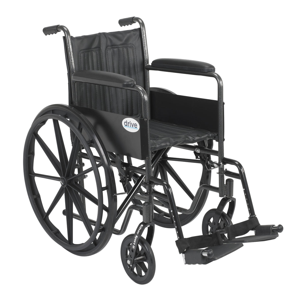 Silver Sport 2 Wheelchair, Non Removable Fixed Arms, Swing Away Footrests, 18'' Seat