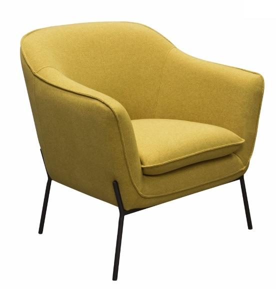 Status Accent Chair In Yellow Fabric With Metal Leg By Diamond Sofa