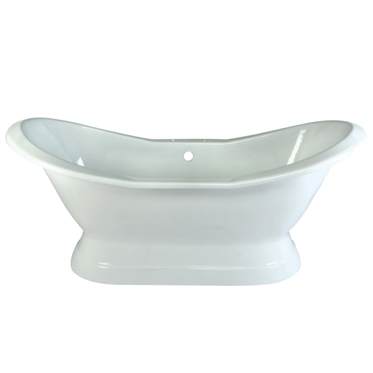 Aqua Eden Vct7D723130 72-Inch Cast Iron Double Slipper Pedestal Tub With 7-Inch Faucet Drillings, White