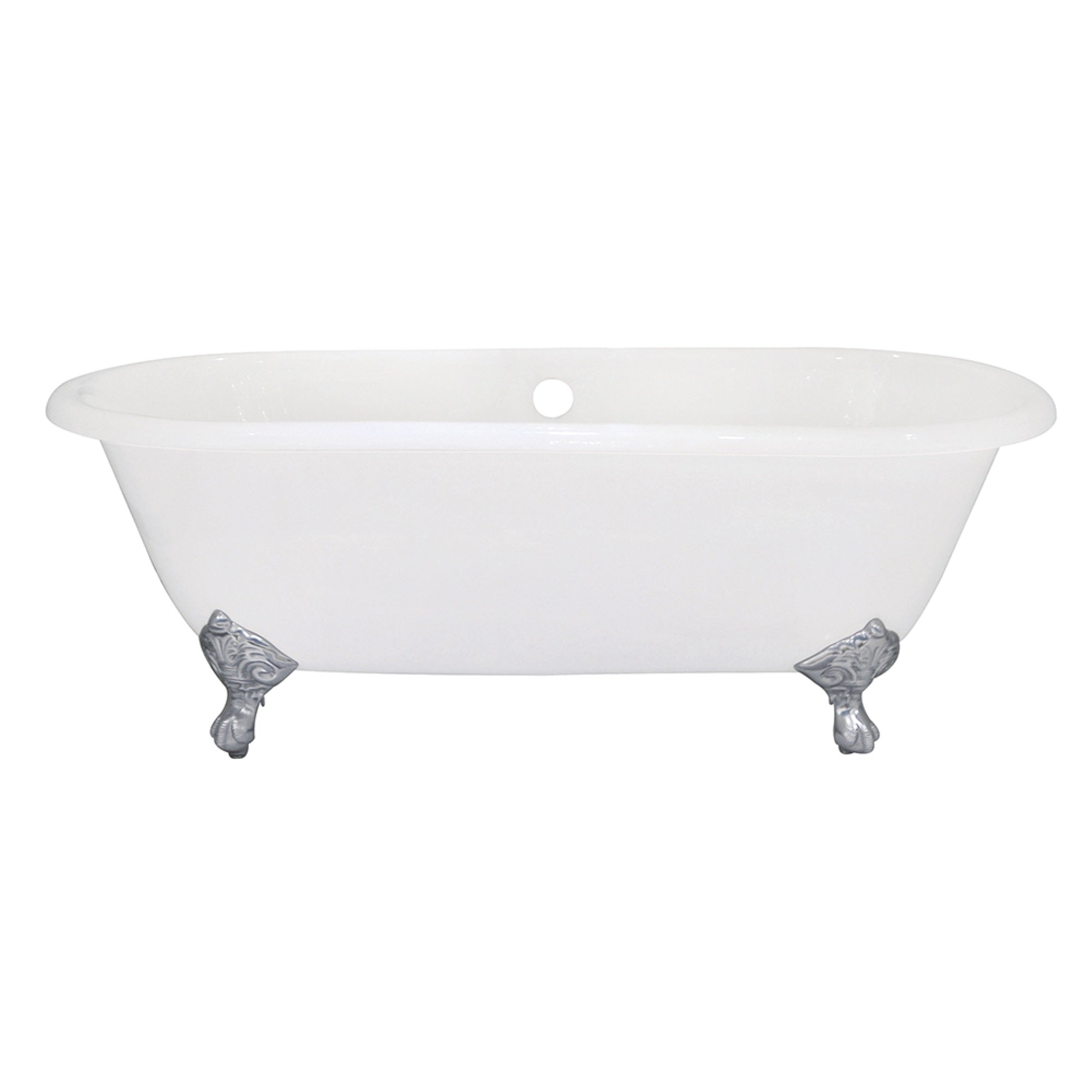 Aqua Eden Vctnd663013Nb1 66-Inch Cast Iron Double Ended Clawfoot Tub (No Faucet Drillings), White/Polished Chrome