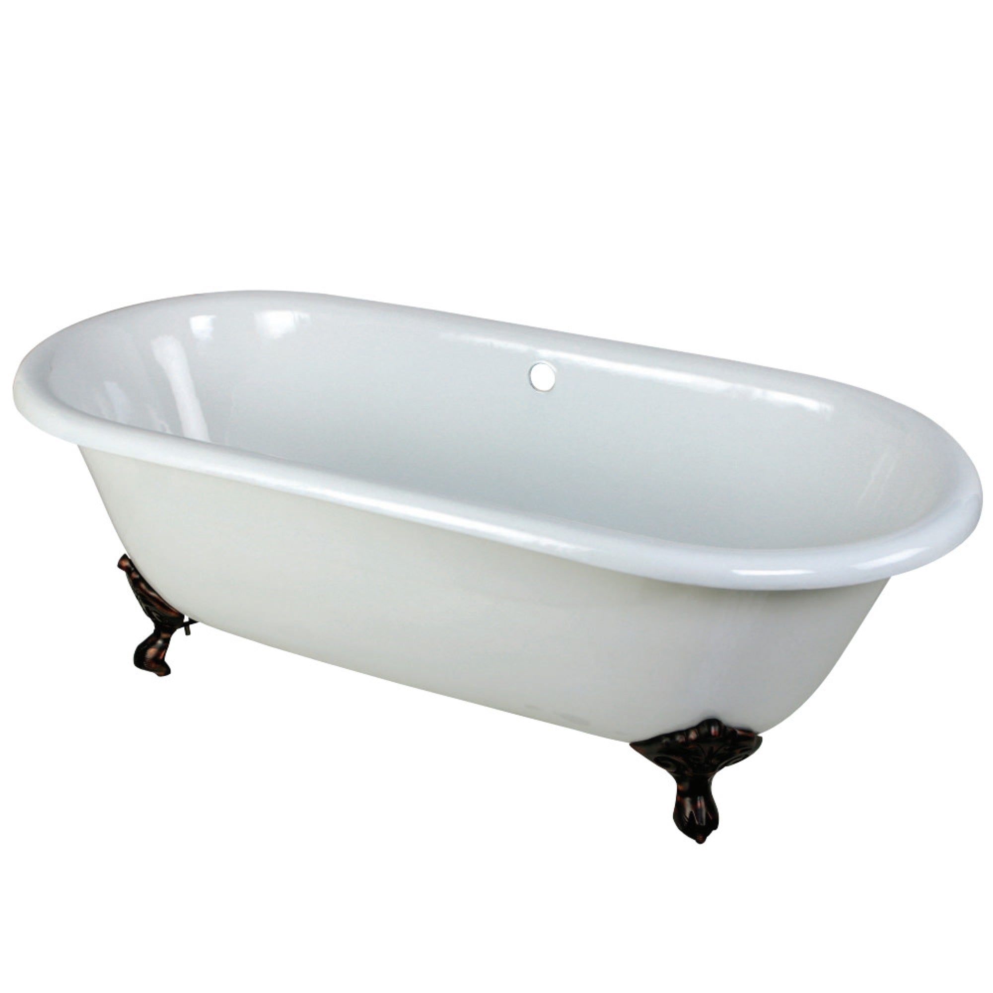 Aqua Eden Vctnd663013Nb5 66-Inch Cast Iron Double Ended Clawfoot Tub (No Faucet Drillings), White/Oil Rubbed Bronze