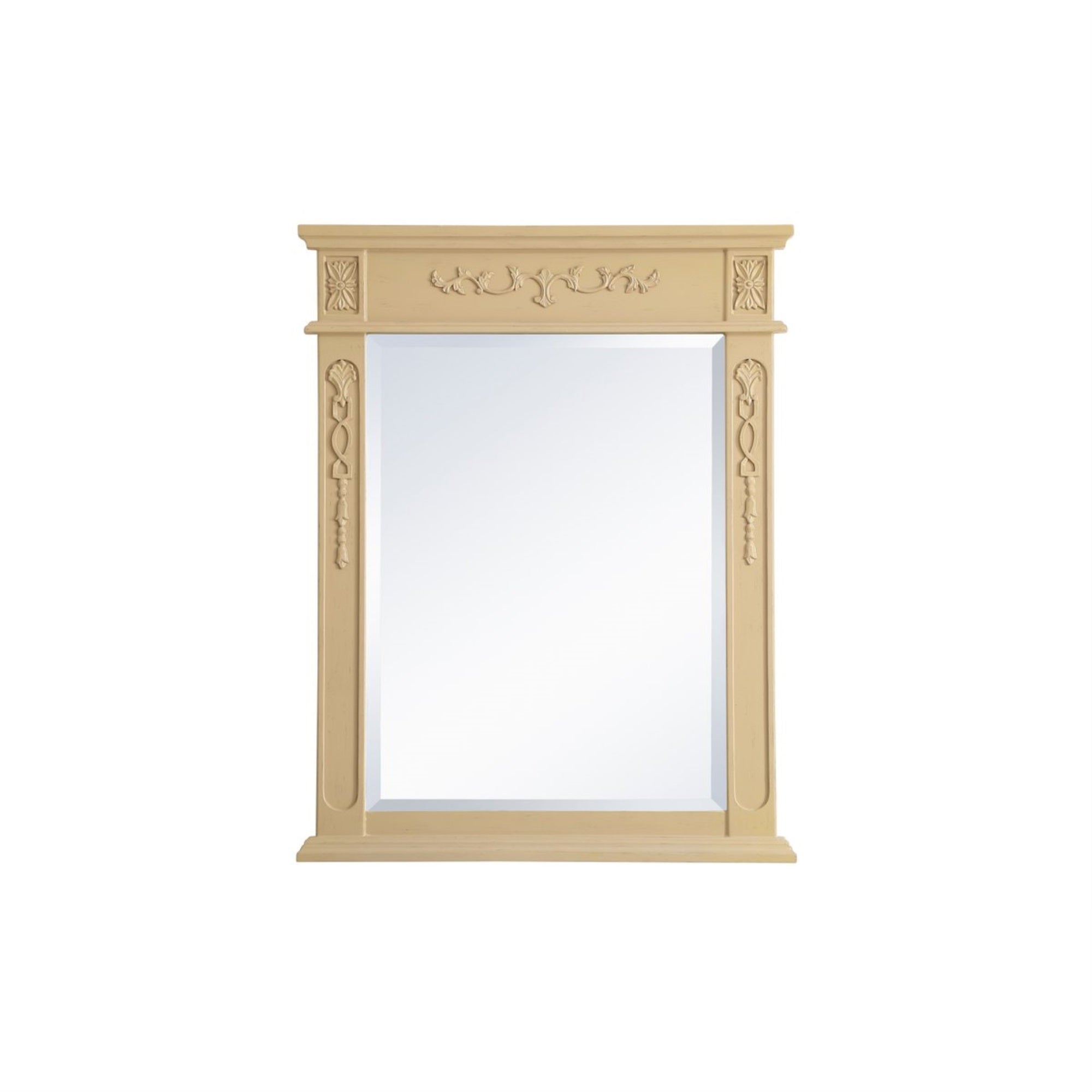 Wood Frame Mirror 28 Inch X 36 Inch In Light Antique Beige