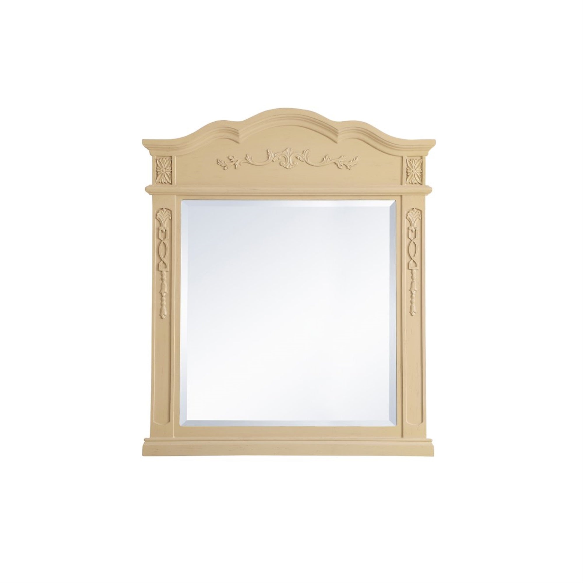 Wood Frame Mirror 32 Inch X 38 Inch In Light Antique Beige