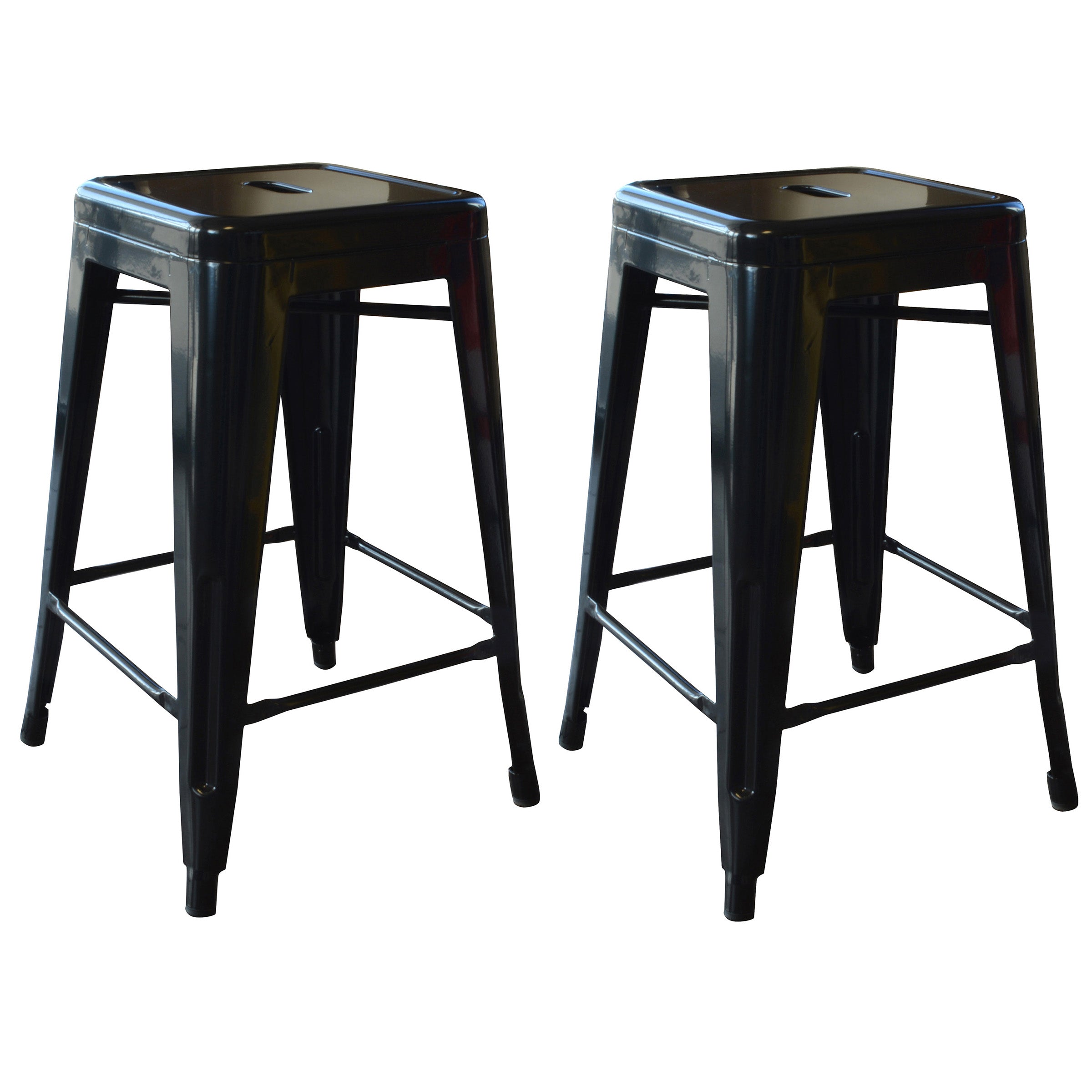 Amerihome Bs24Blk Loft Black 24 Inch Metal Bar Stool - 2 Piece