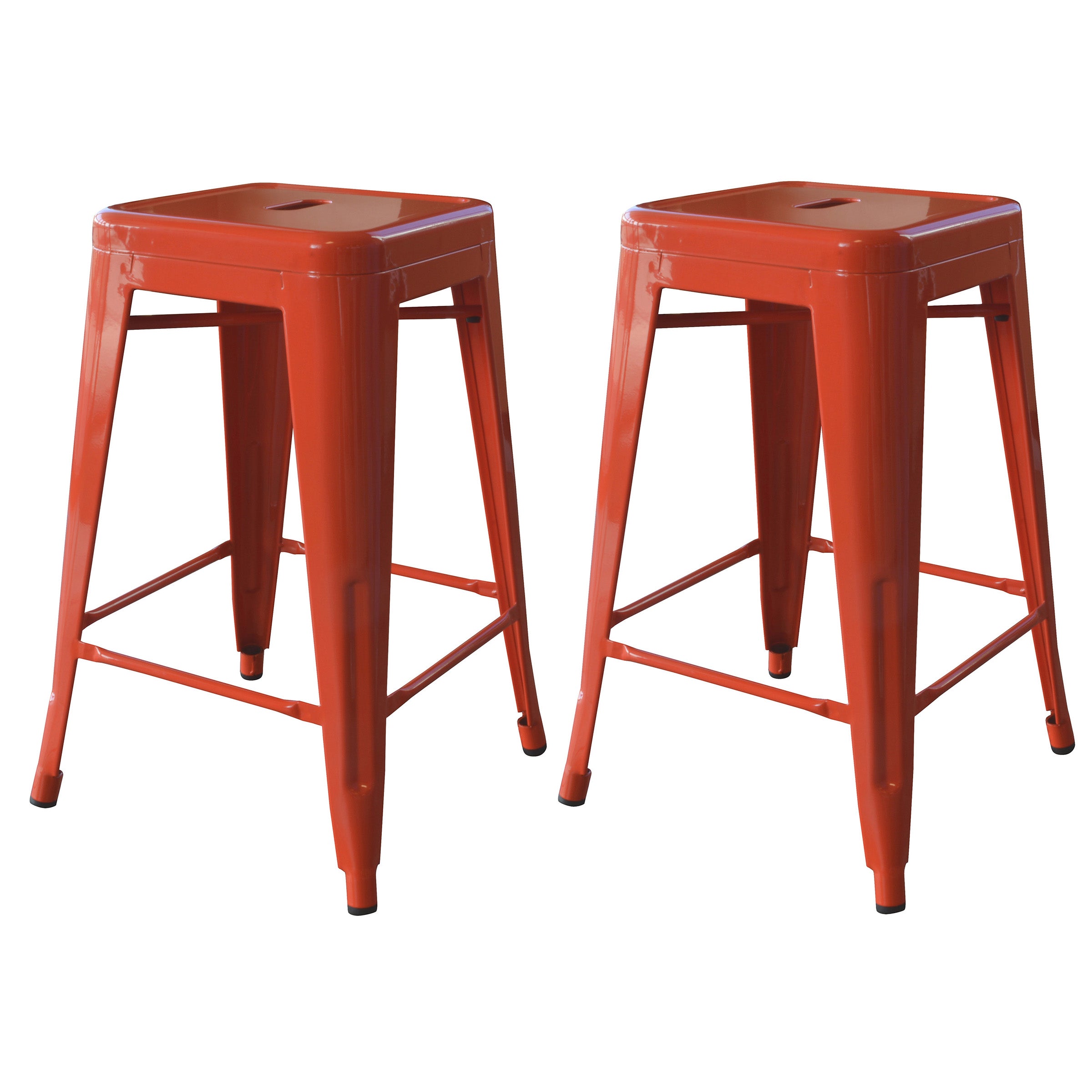 Amerihome Bs24Orng Loft Orange 24 Inch Metal Bar Stool - 2 Piece