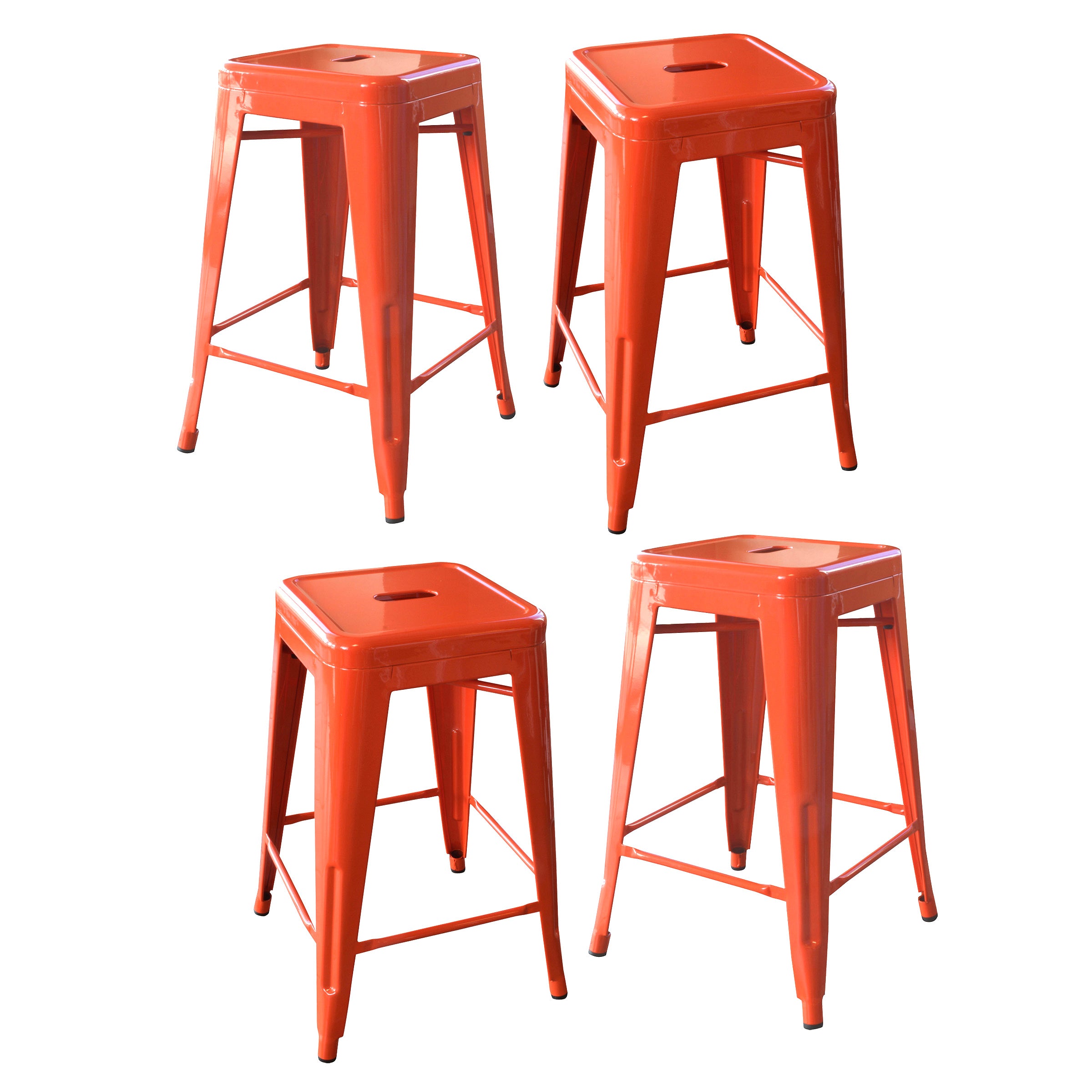 Amerihome Bs24Orngset Loft Orange 24 Inch Metal Bar Stool - 4 Piece