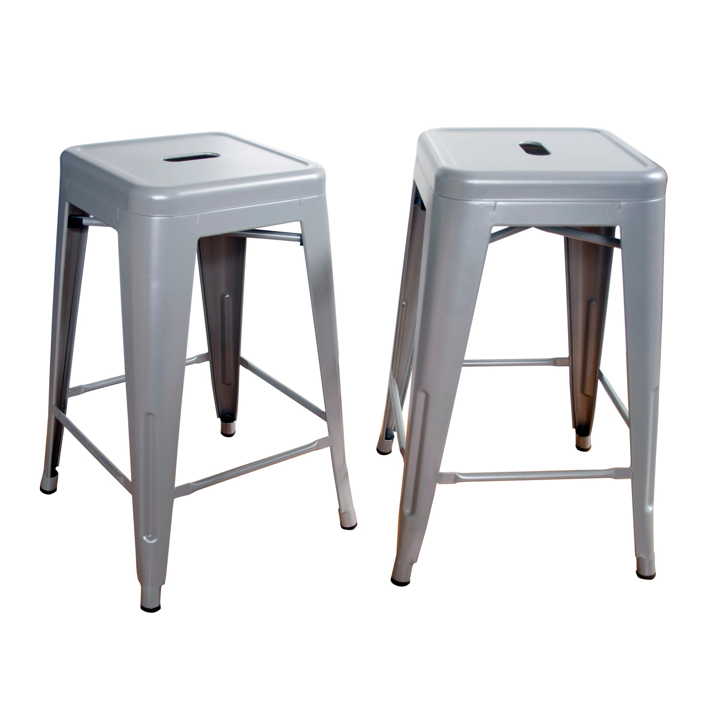 Loft Silver 24 Inch Metal Bar Stool - 2 Piece